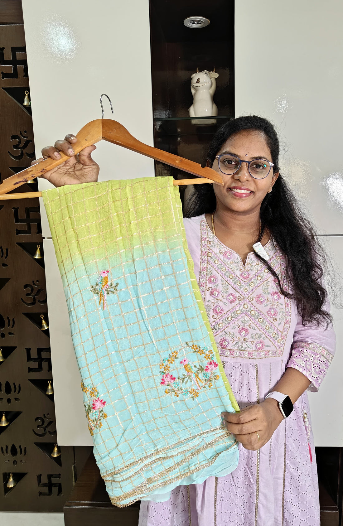 Pure Chiffon saree with jewel design embroidery