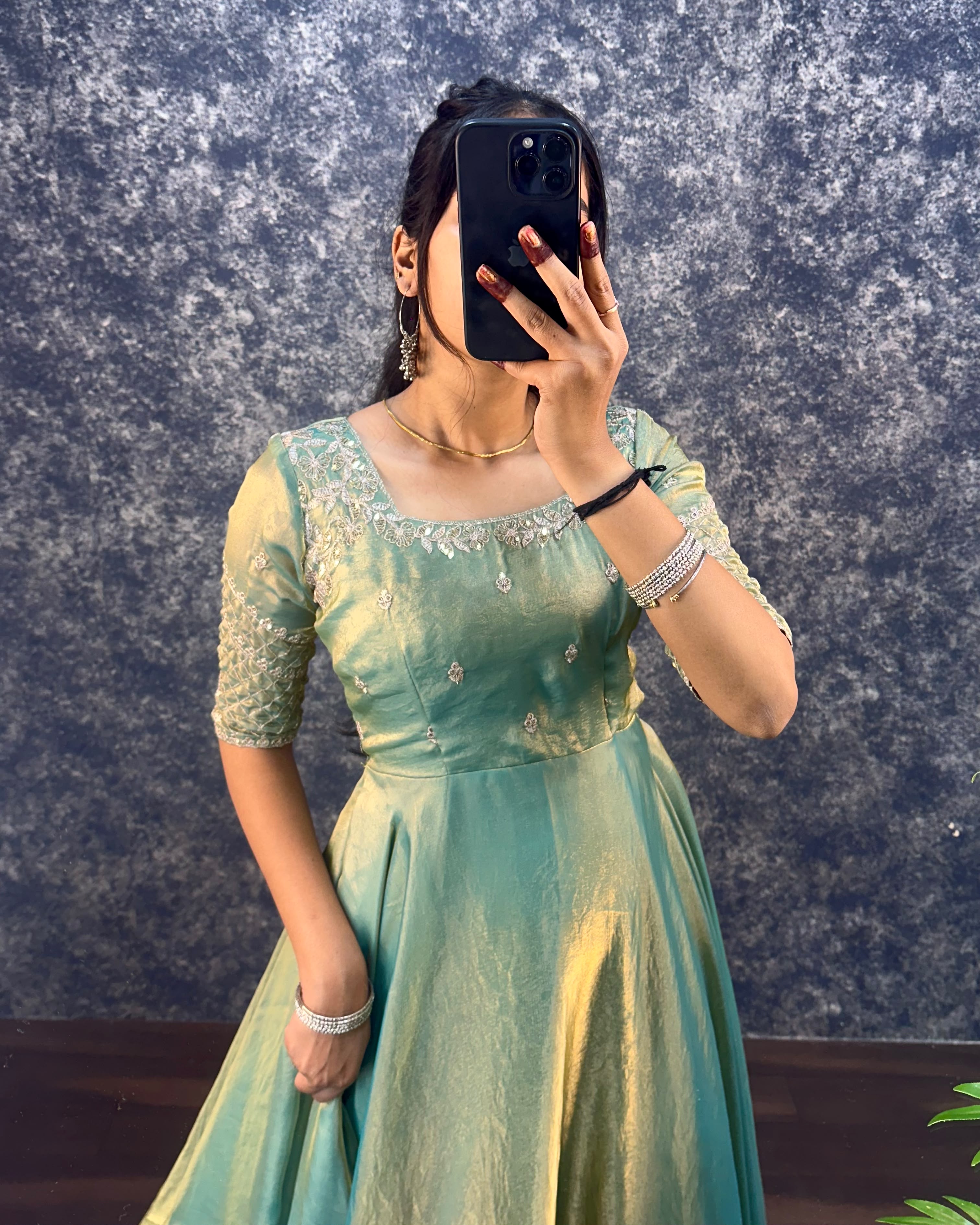 Premium Embroidery Sequence Gown with Dupatta