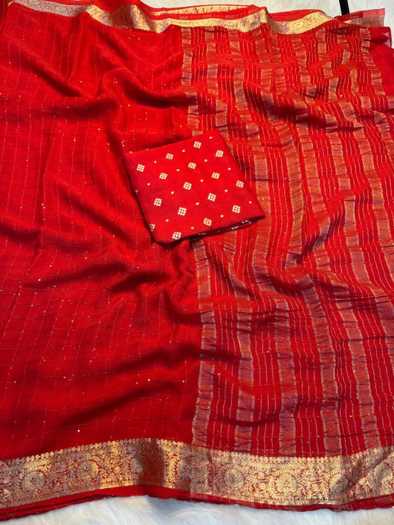 Pure Viscose Georgette Saree with sequence work