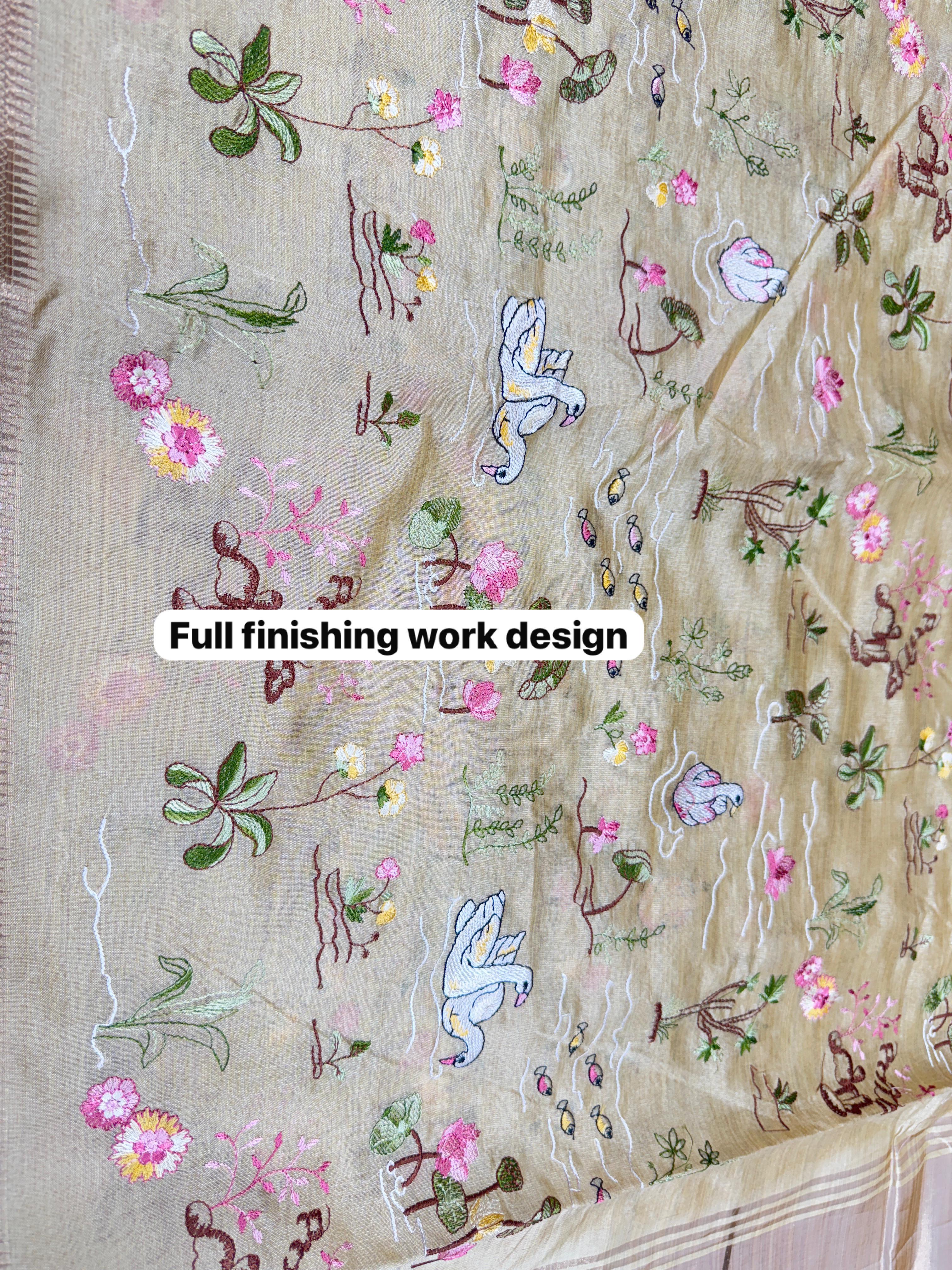 Cotton Silk sarees with all over embroidery