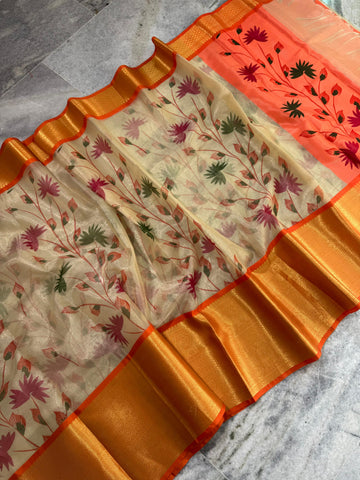 Banarasi Tissue Silk Saree with Kanchi Border
