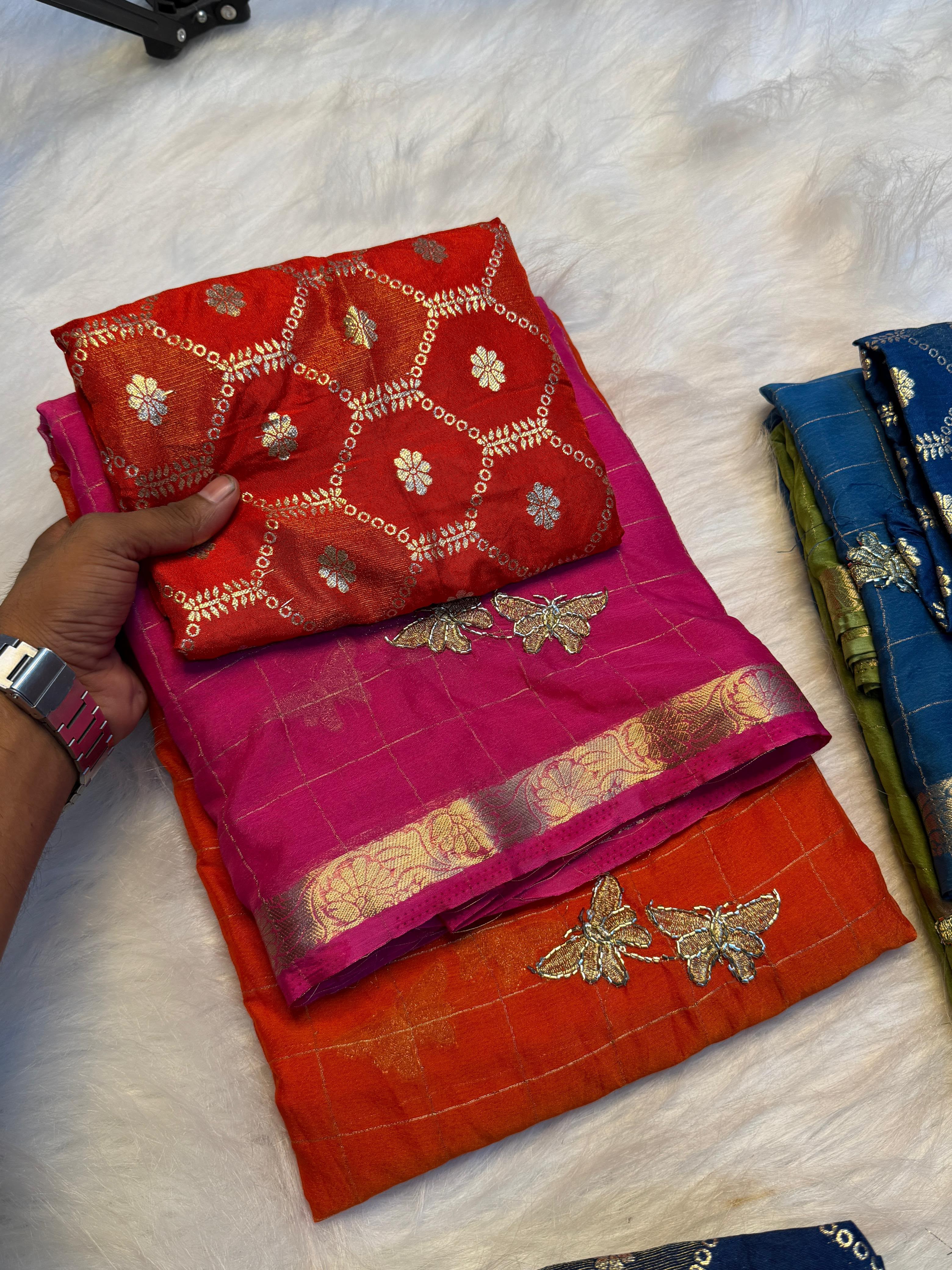 Pure Viscose Georgette saree with beads work