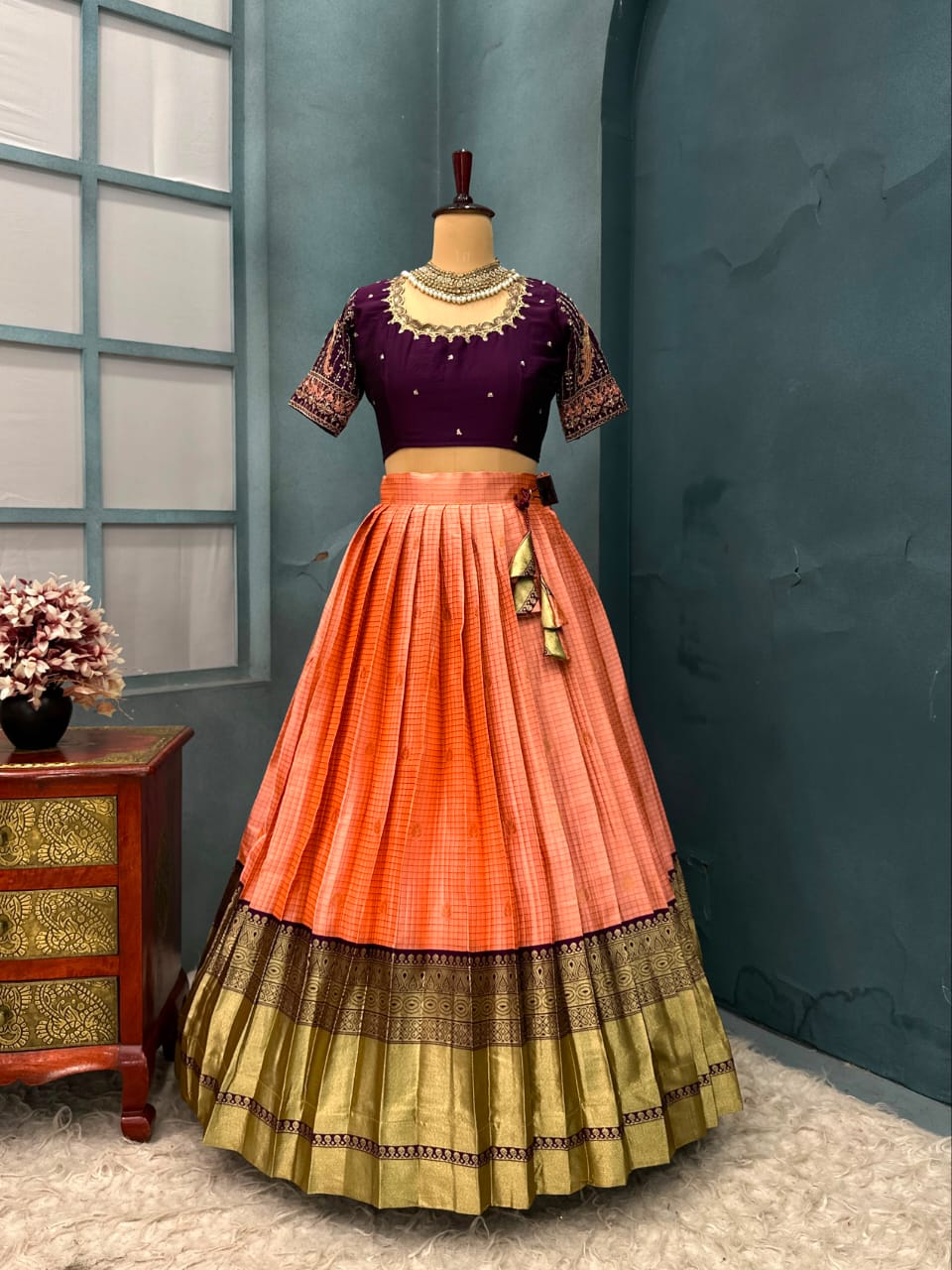 Designer Premium Quality Pure Kanjivaram Silk Full Stitched Lehenga