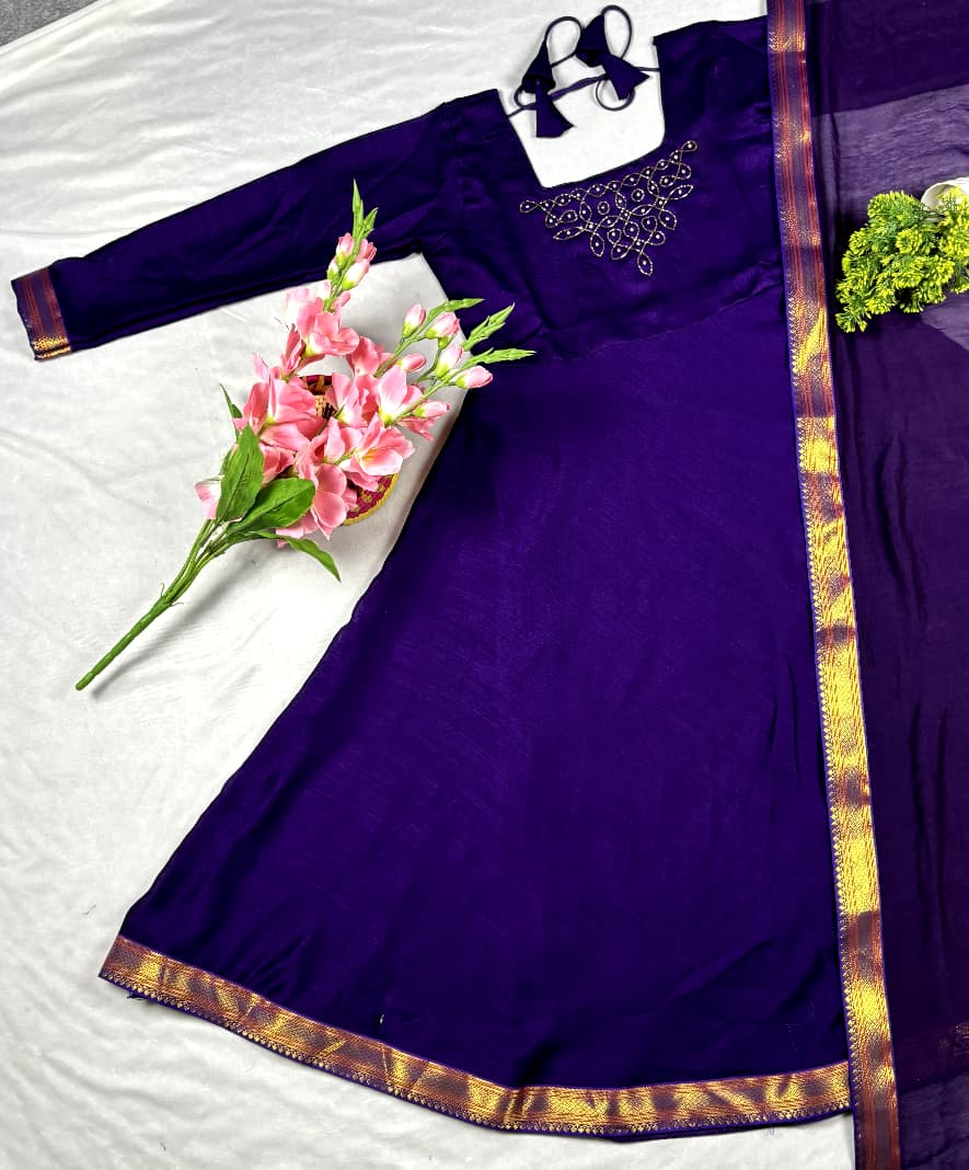 Soft Vichitra Silk Gowns from Small to 3XL