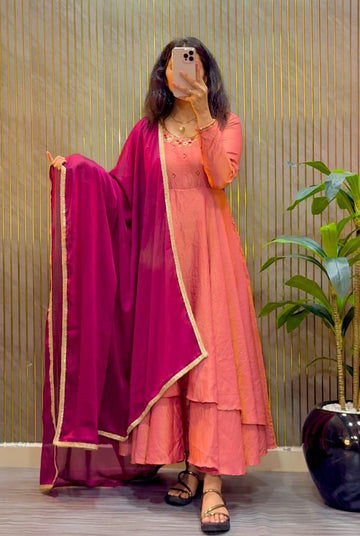 Designer long frock with dupatta