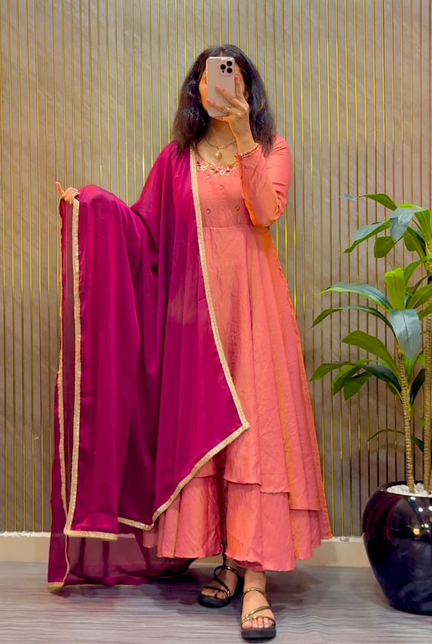 Designer long frock with dupatta