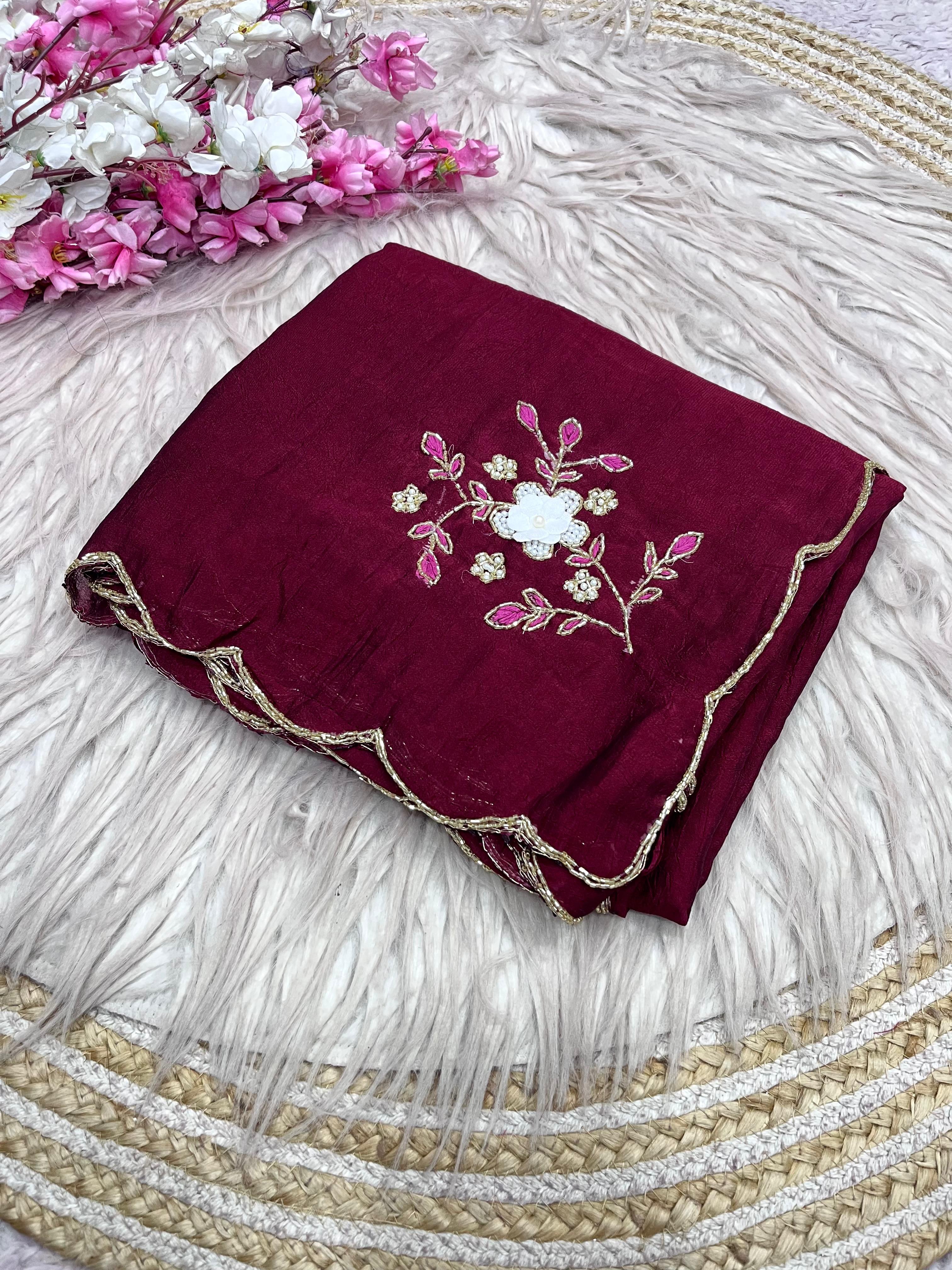 Sort Rangoli Crush Sarees with Beautiful Handwork