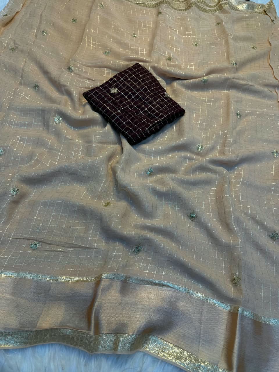 Viscose Georgette Sequence Full Worked Saree with Running Sequence Work Blouse