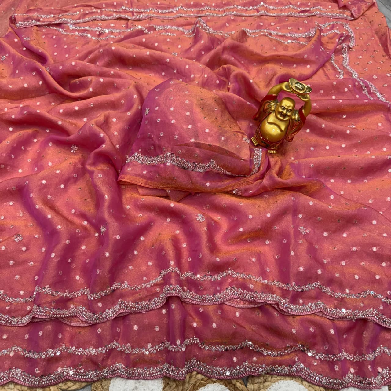 Premium Party Wear Saree with Orginal Beads & Cutdana Work
