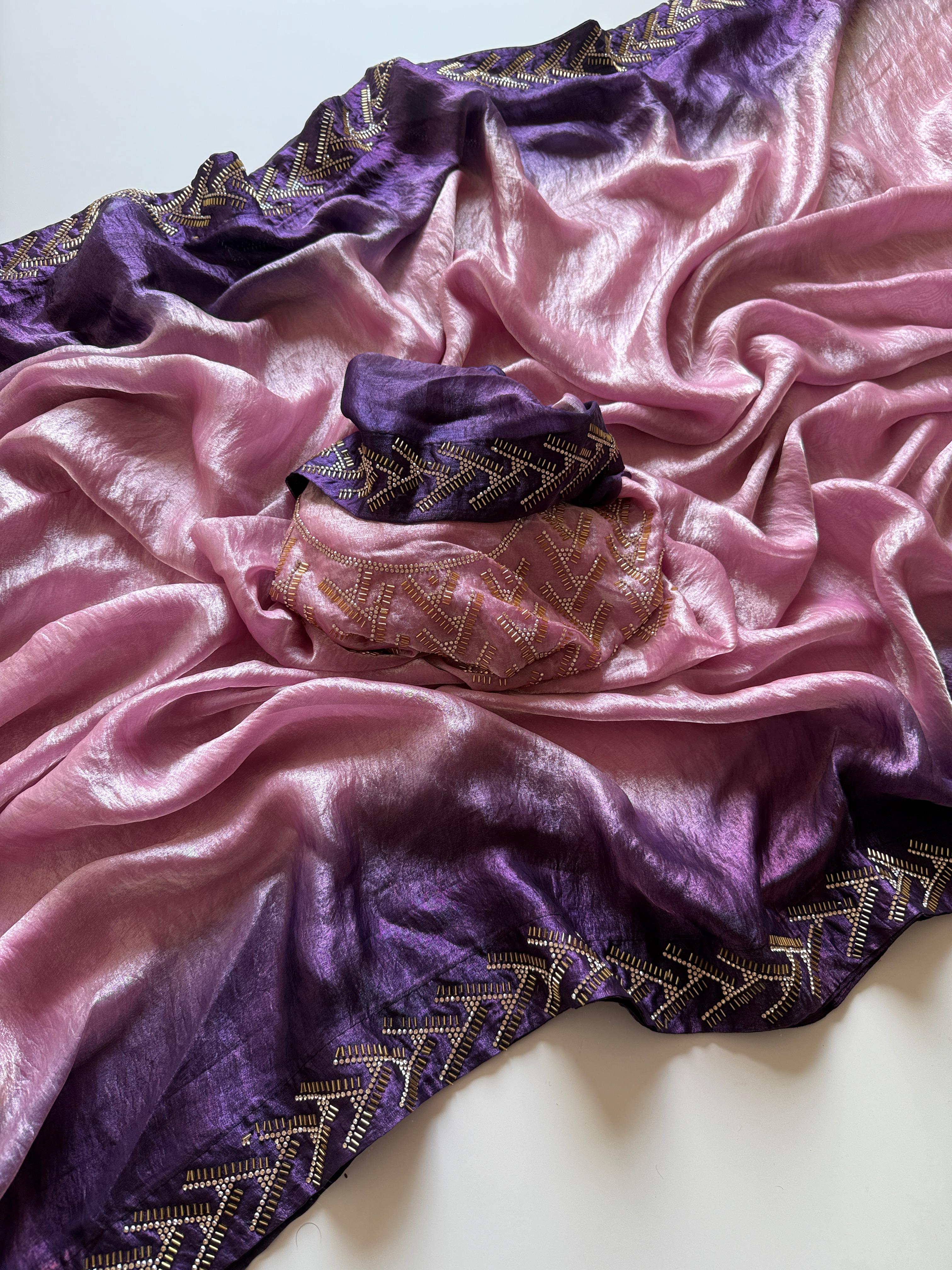 Soft Fendy Satin Fabric Designer Saree