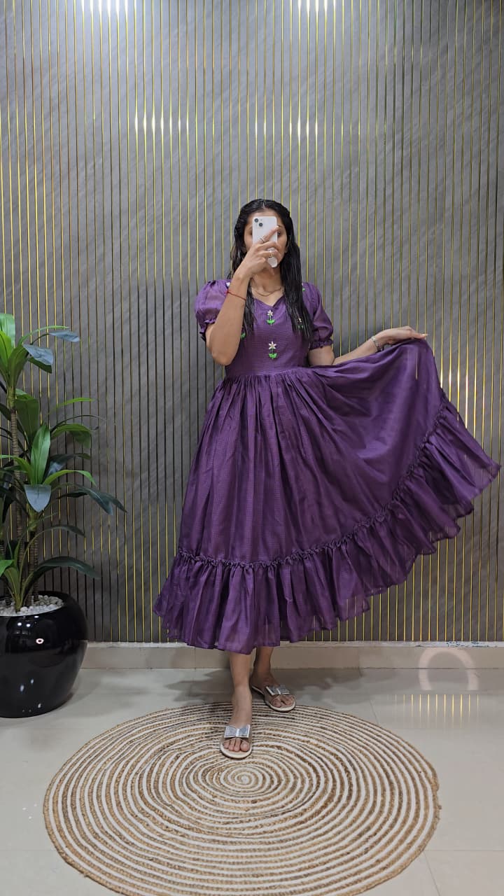 Premium Kota Check Silk Gowns
