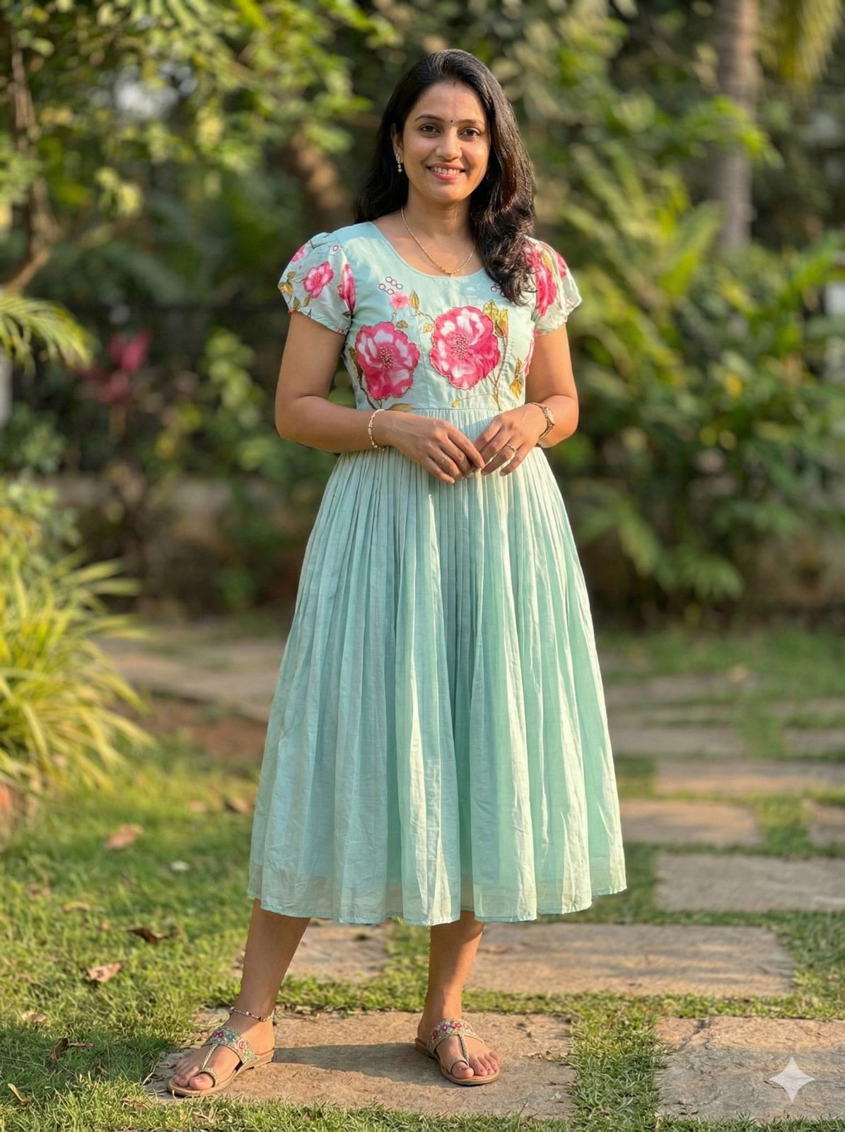 Mul Mul Cotton Maggam Work Dress