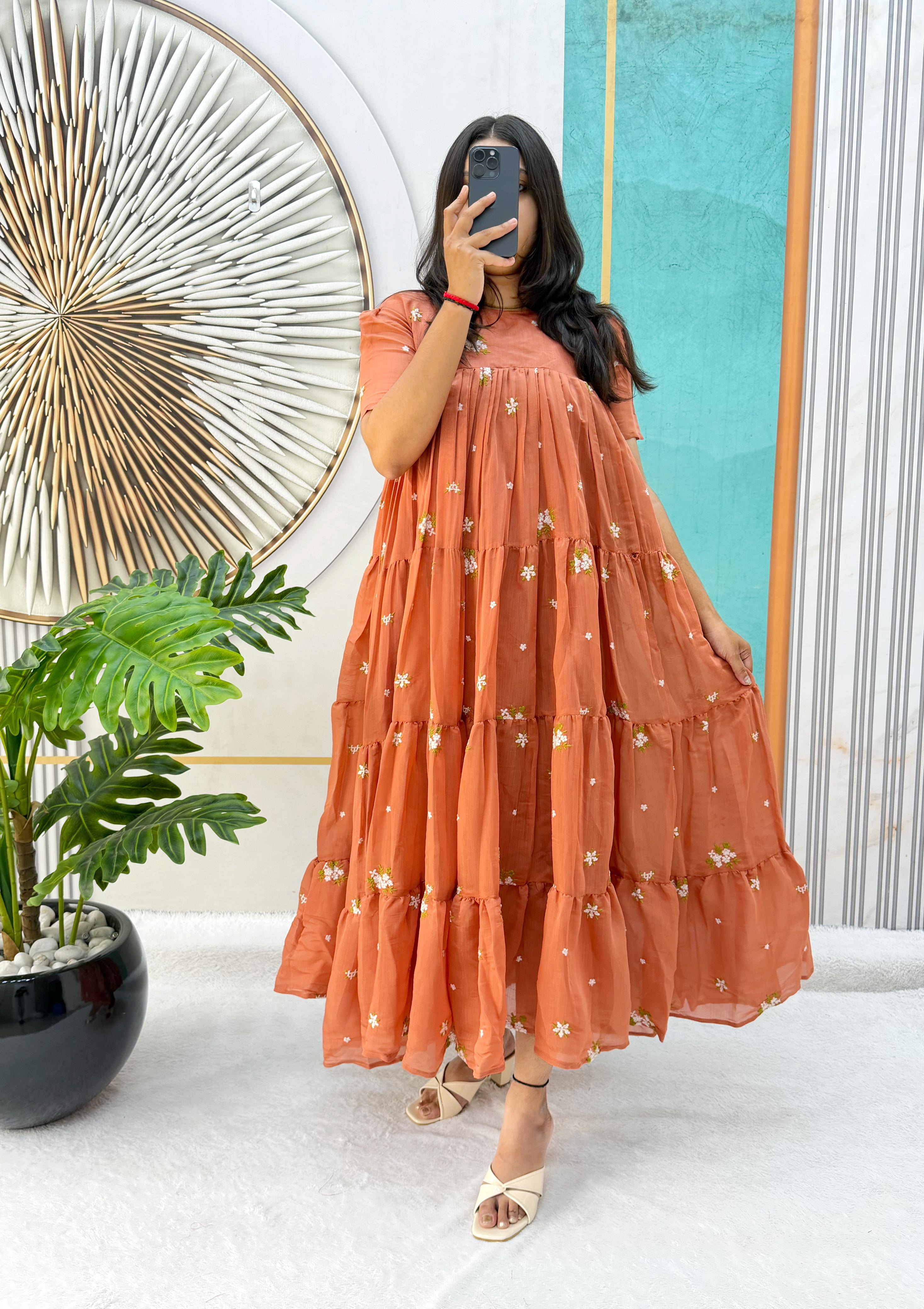 Designer Mul Chanderi Frocks