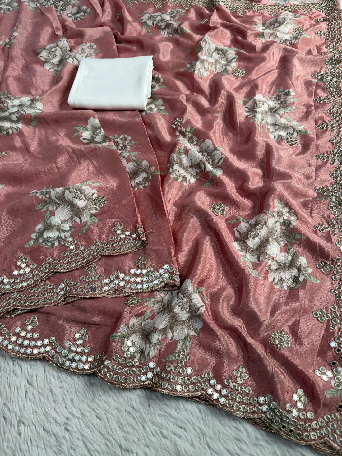 Premium Dusty Shades Chinon Silk Sarees