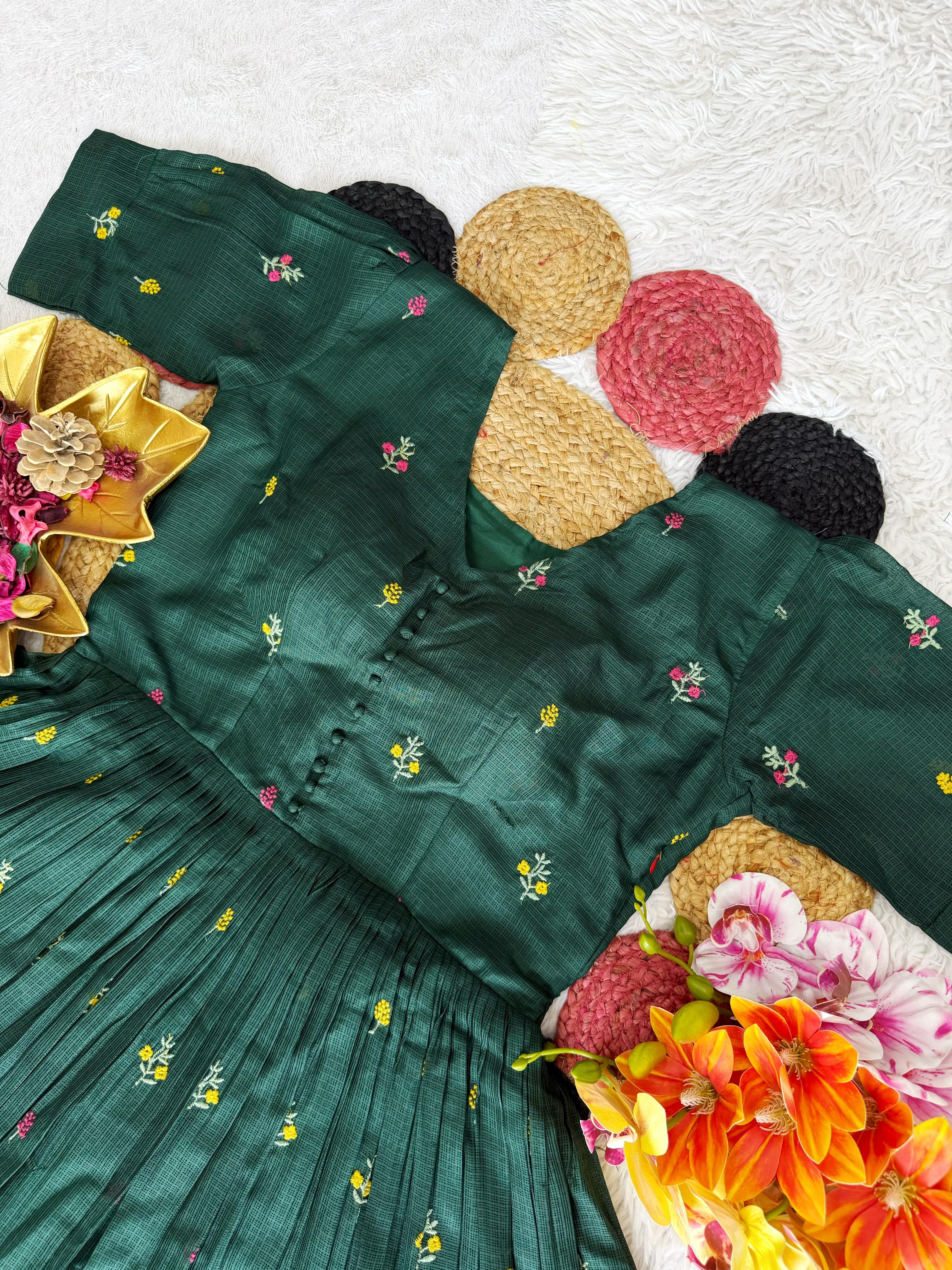 Kota Checks Embroidery Midi Gown