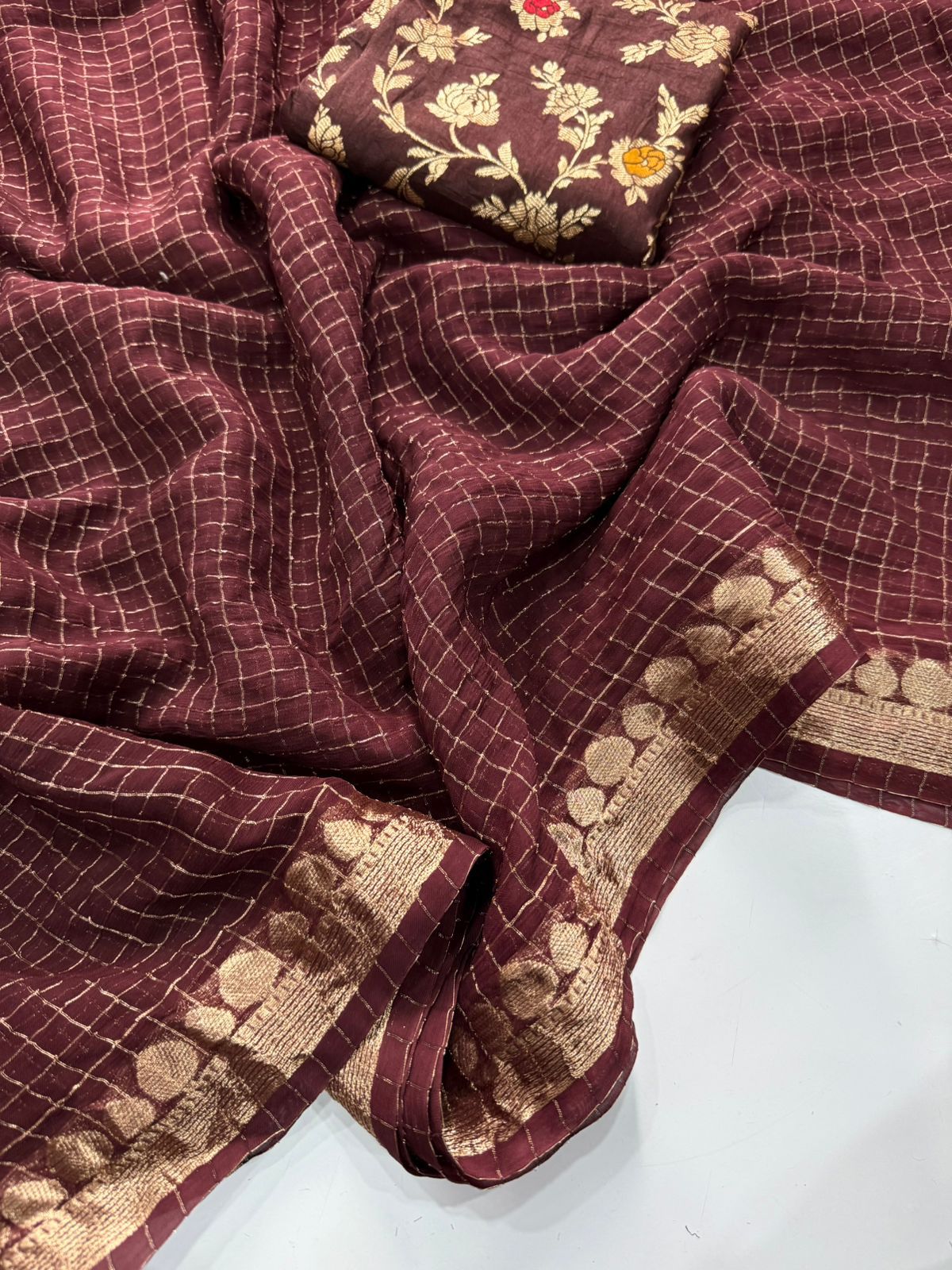 Viscose Georgette Saree With Mina Viscose Blouse