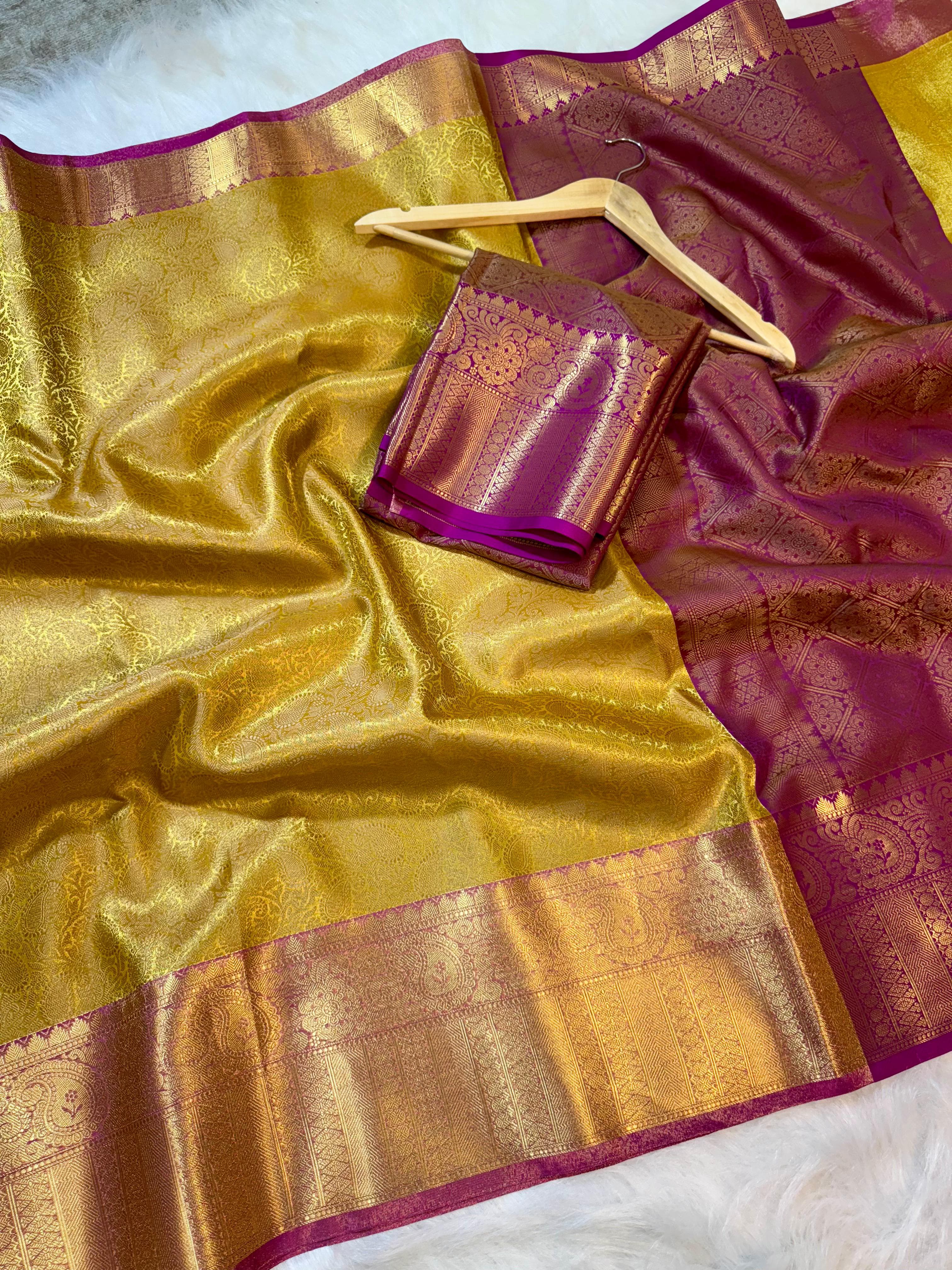 Gold Banarasi Tissue Silk Saree
