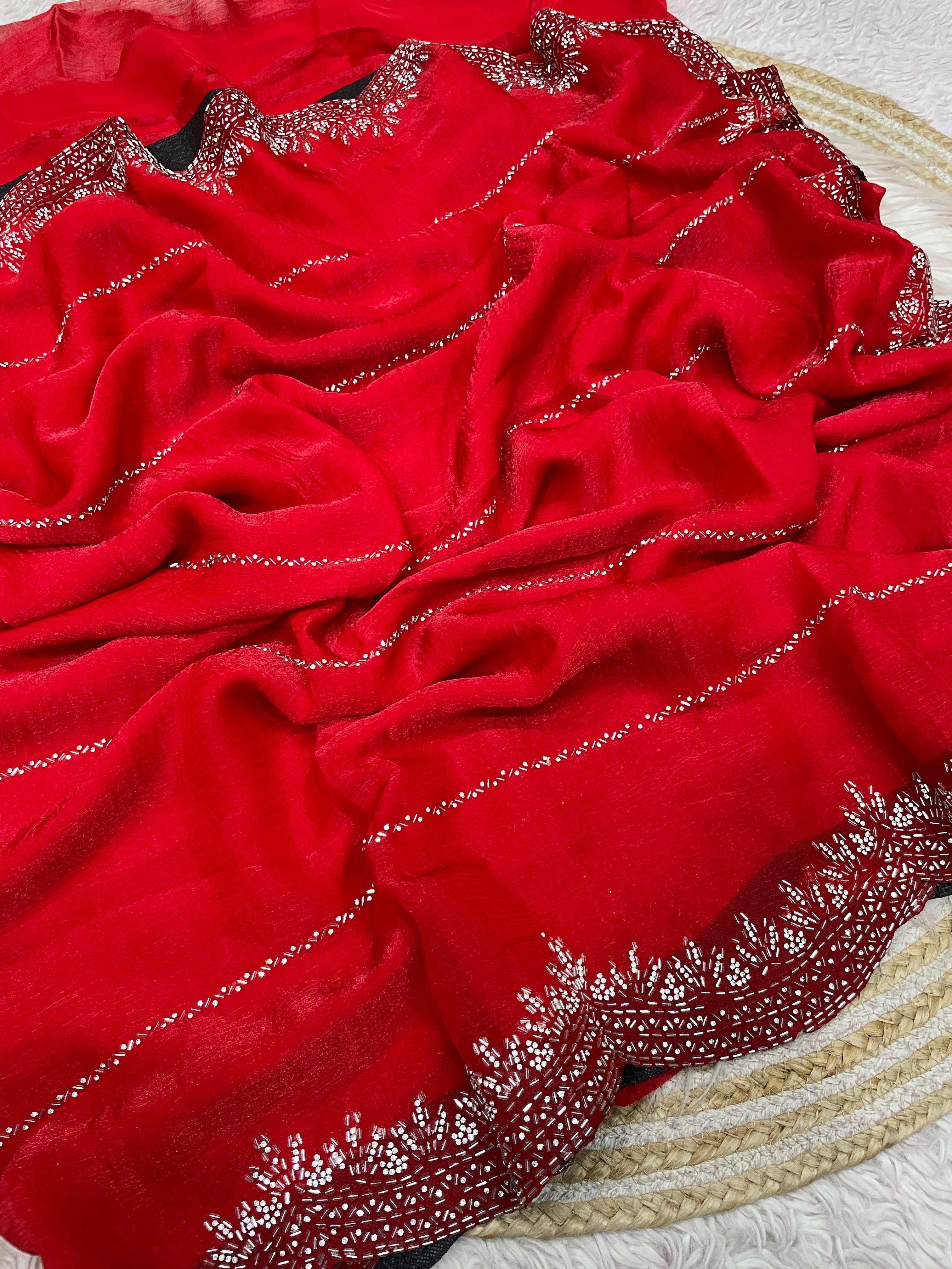 Fendy chiffon with Swarovski work