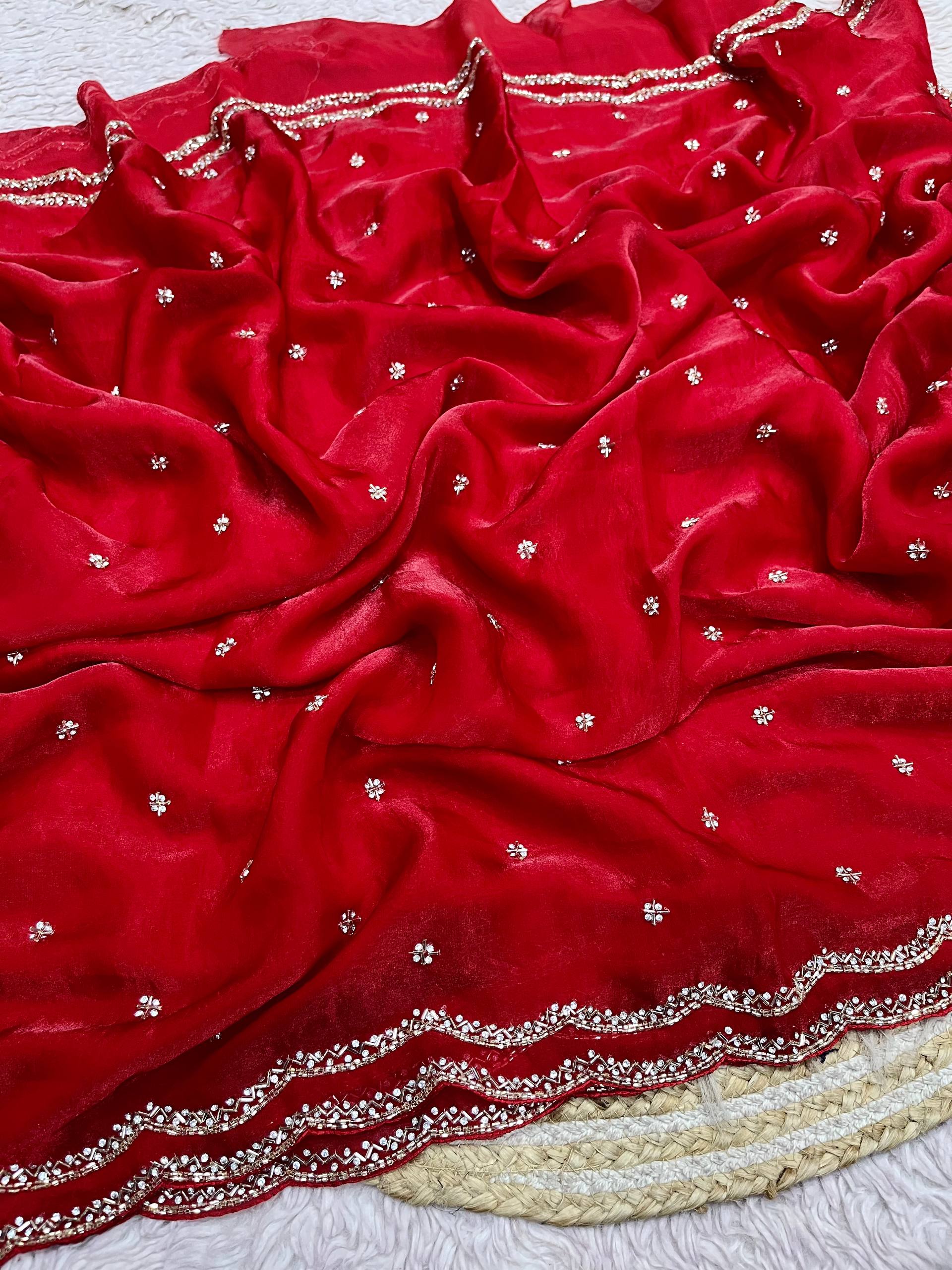 Space Silk Fandy sattin With Beautiful Khatli Cut Dana Handwork Along With Hand Diamond Work