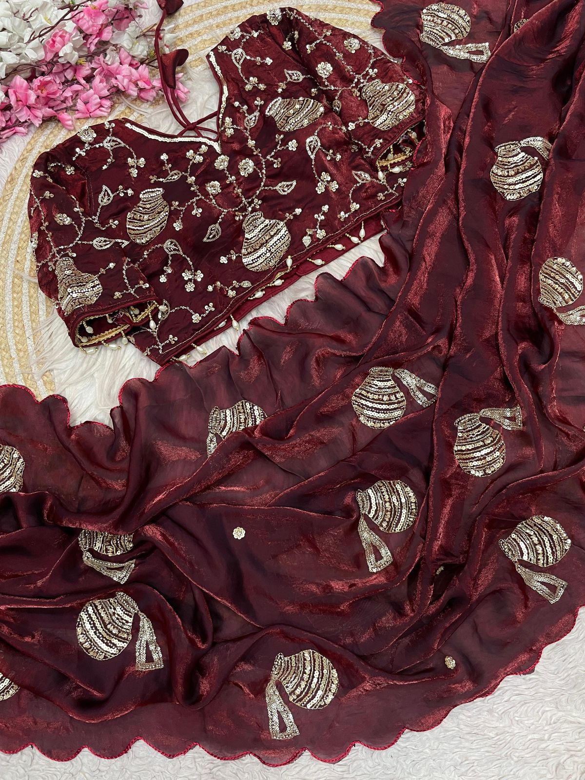 Pongal Special Fandy Silk Sarees with Stitched Blouse