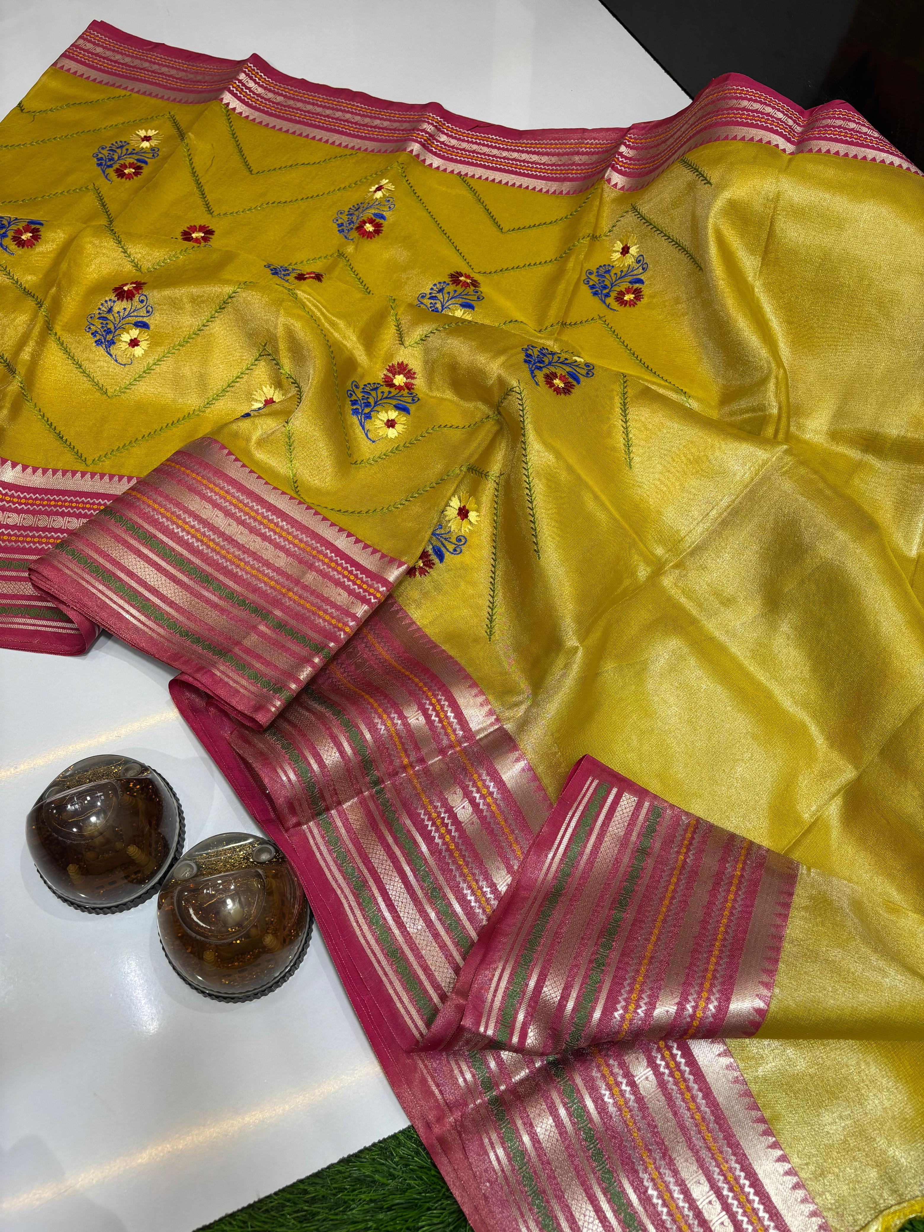 Premium Banarasi Dyble Tissue Silk Sarees
