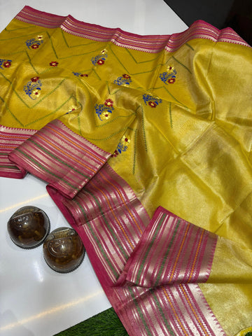 Premium Banarasi Dyble Tissue Silk Sarees