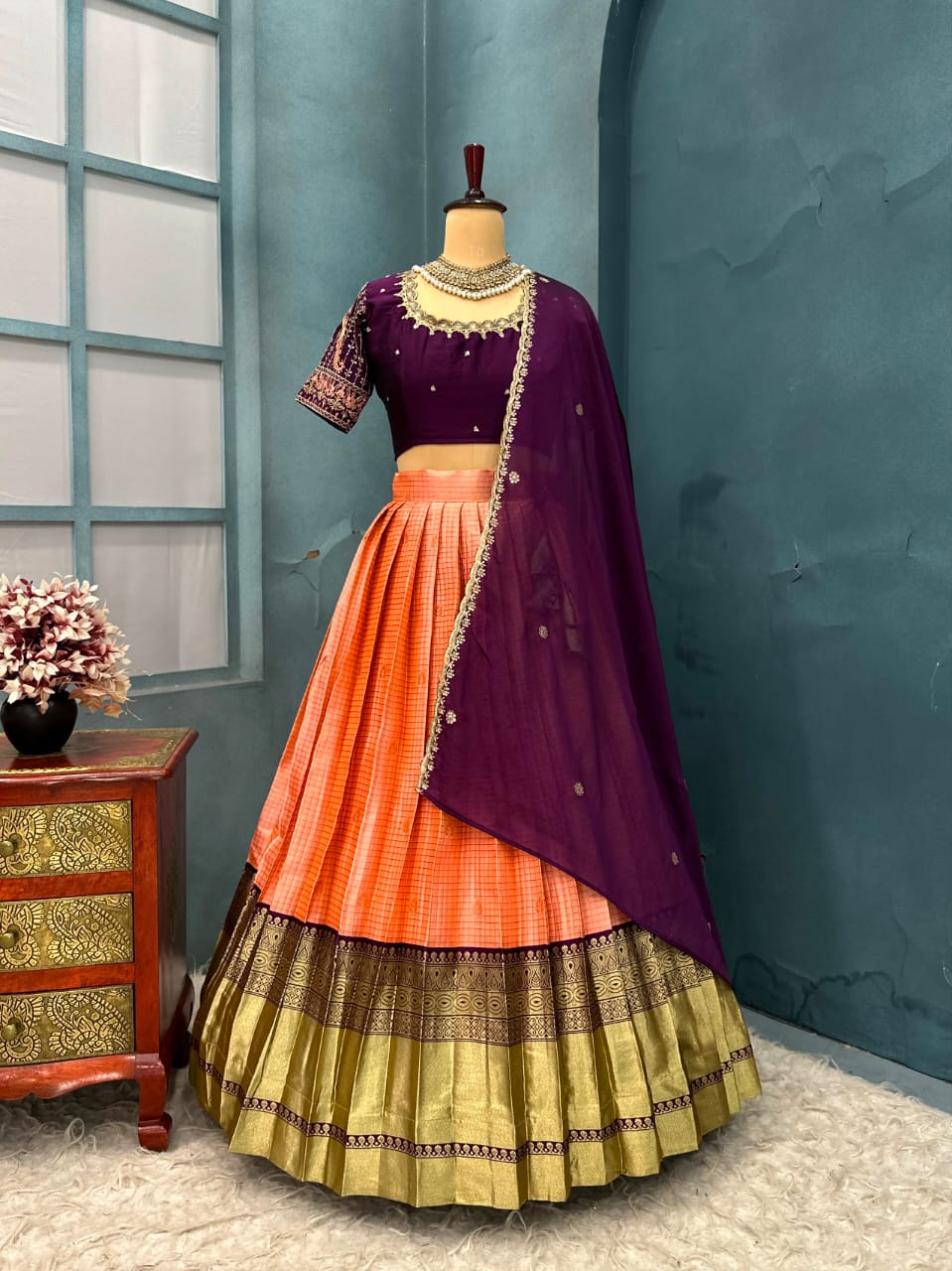 Designer Premium Quality Pure Kanjivaram Silk Full Stitched Lehenga