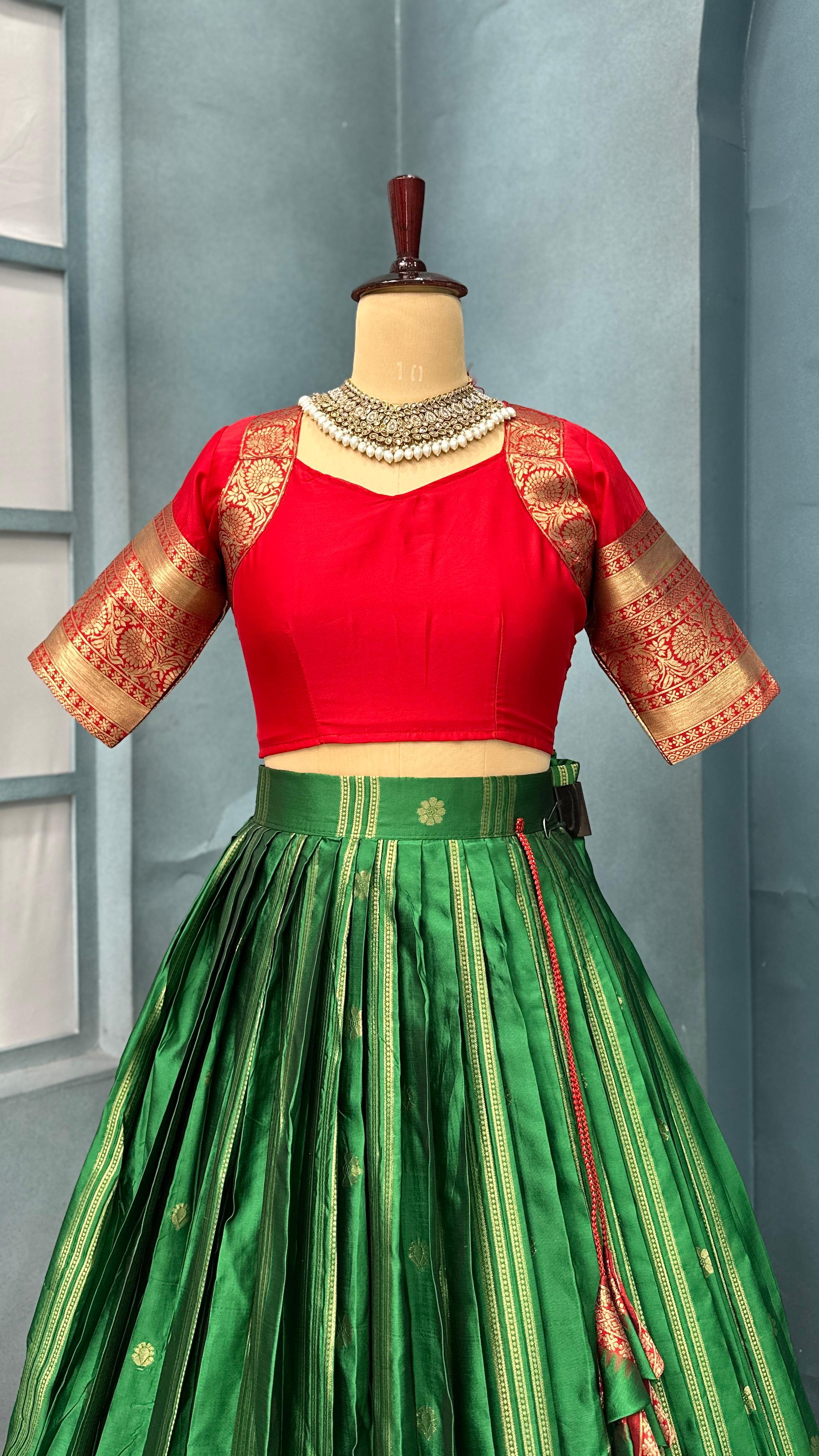 Premium Quality Fully Stitched Kanjivaram Silk Lehanga