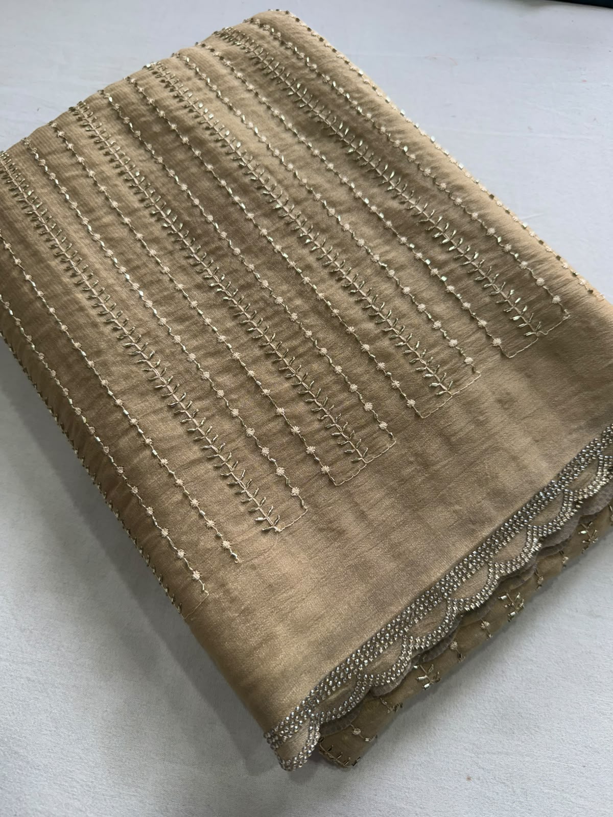 Star Georgette Sequence Bits Work Jharkhand Work Saree With Running Blouse