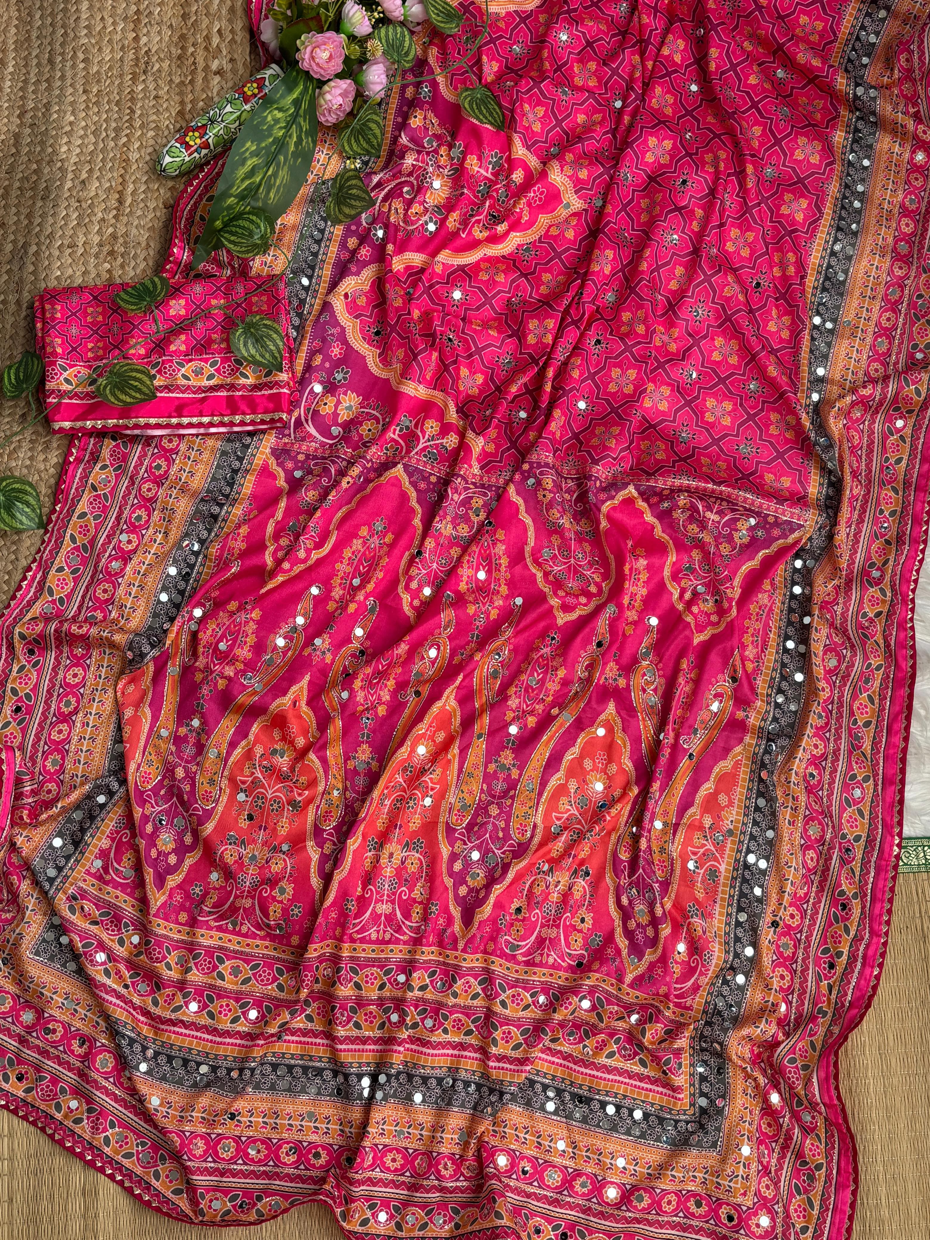 Elegant Rich look Soft Chinon Silk Sarees