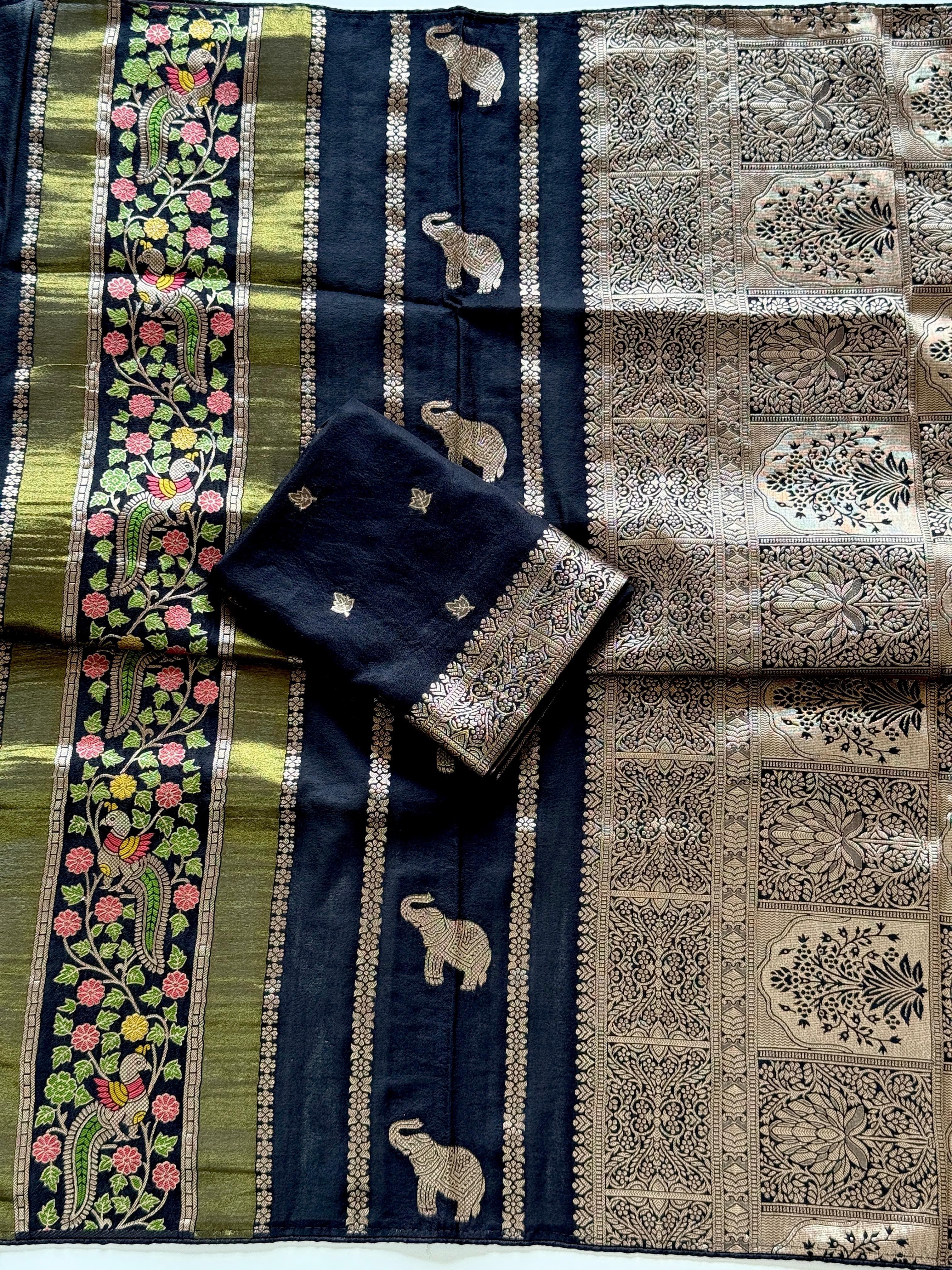 Pure Chinya Tisu Simmar Viscose Khaddi Crepe Georgette Sarees
