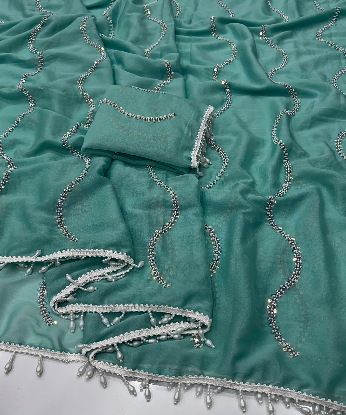 Georgette maggam work sarees