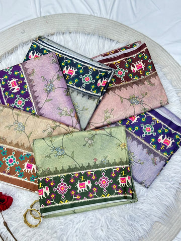 Beautiful Crushed Sarees with Patola Prints