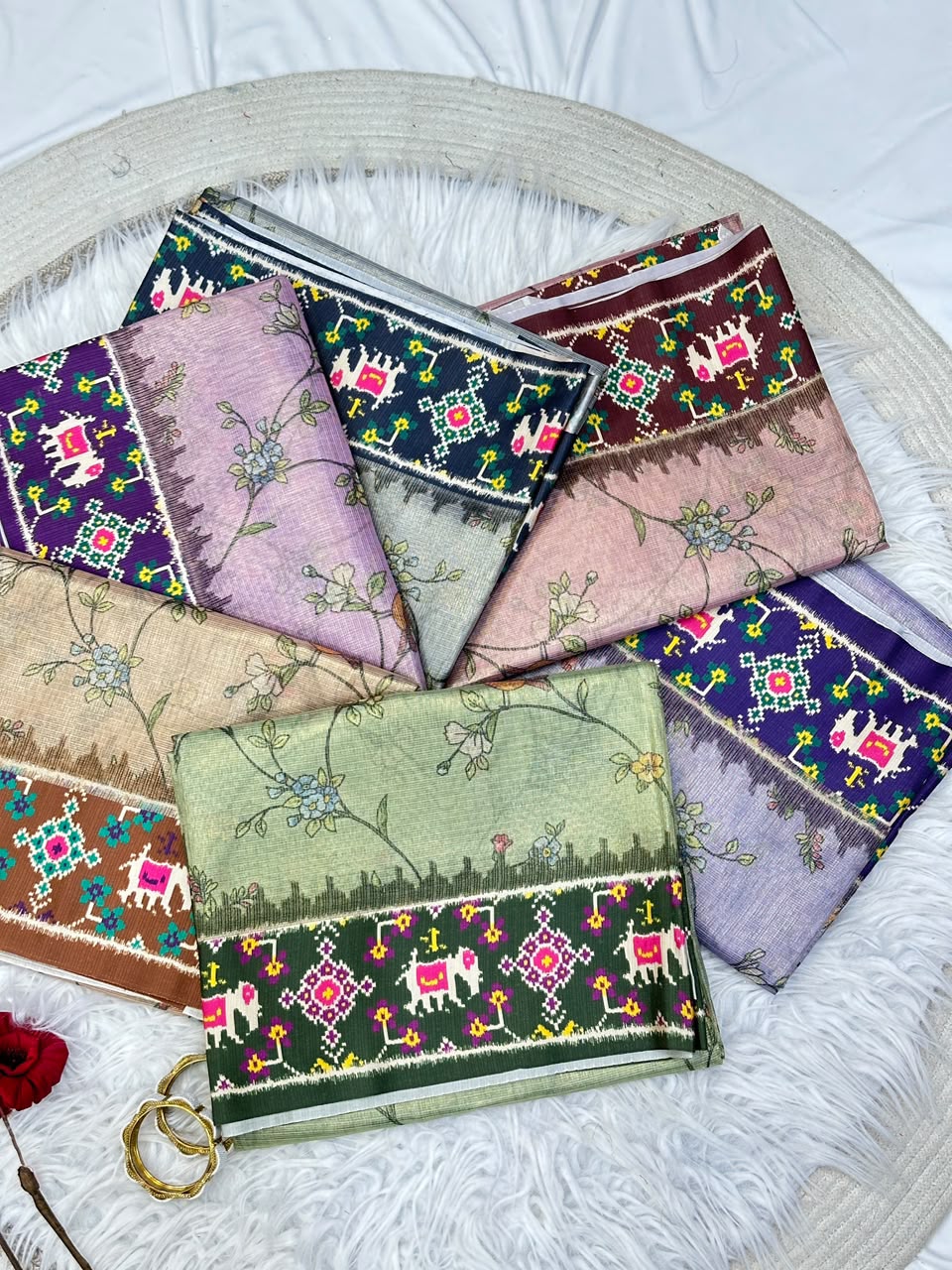 Beautiful Crushed Sarees with Patola Prints