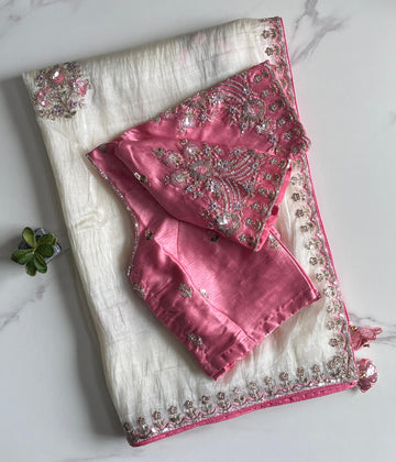 Premium Crush Saree with Stitched Blouse