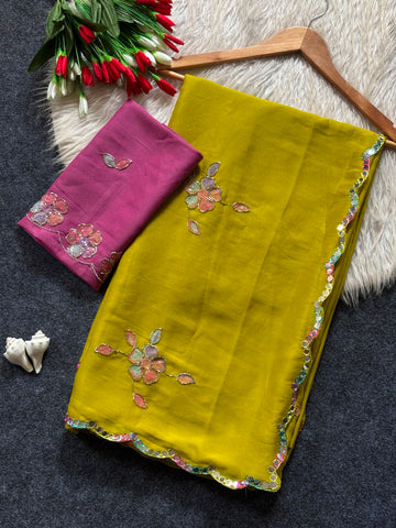 TRENDING EMBROIDERY STAR GEORGETTE WORK SAREE