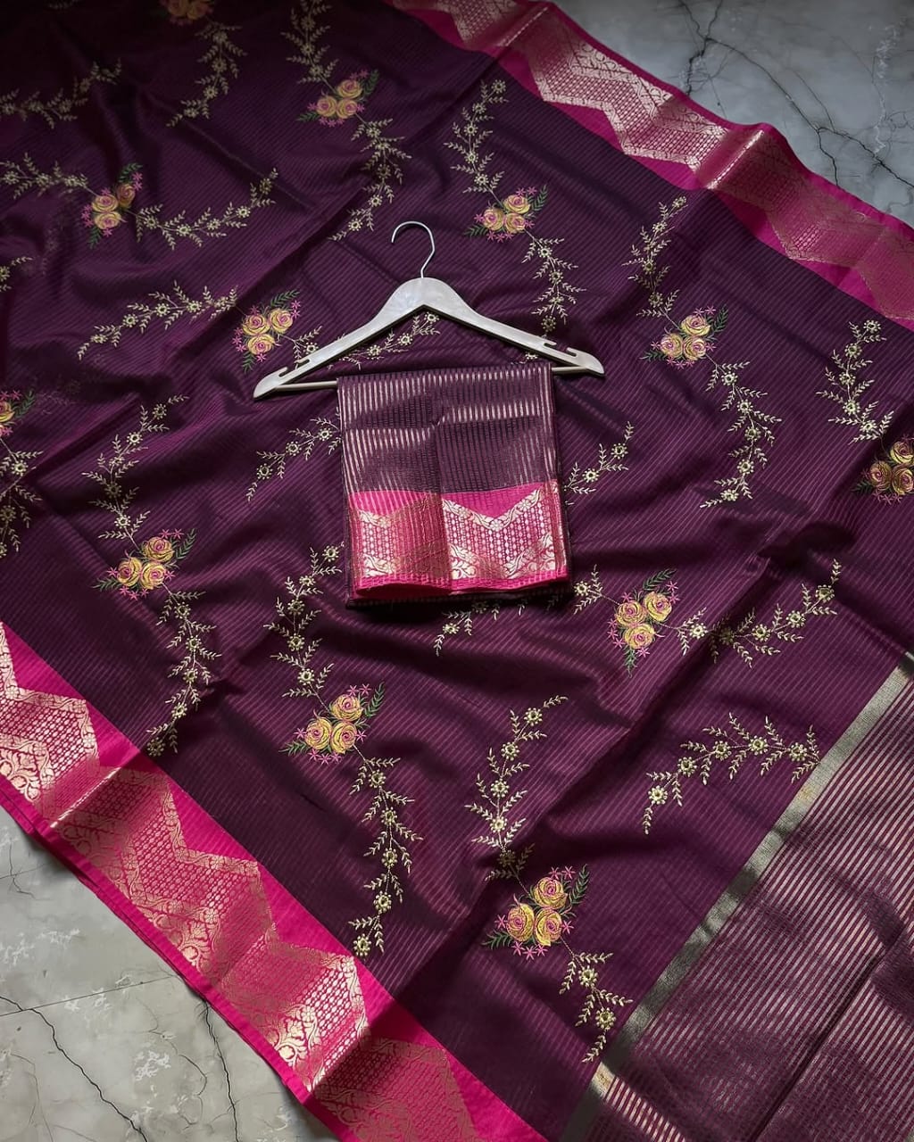 Premium Kota chex with embroidery