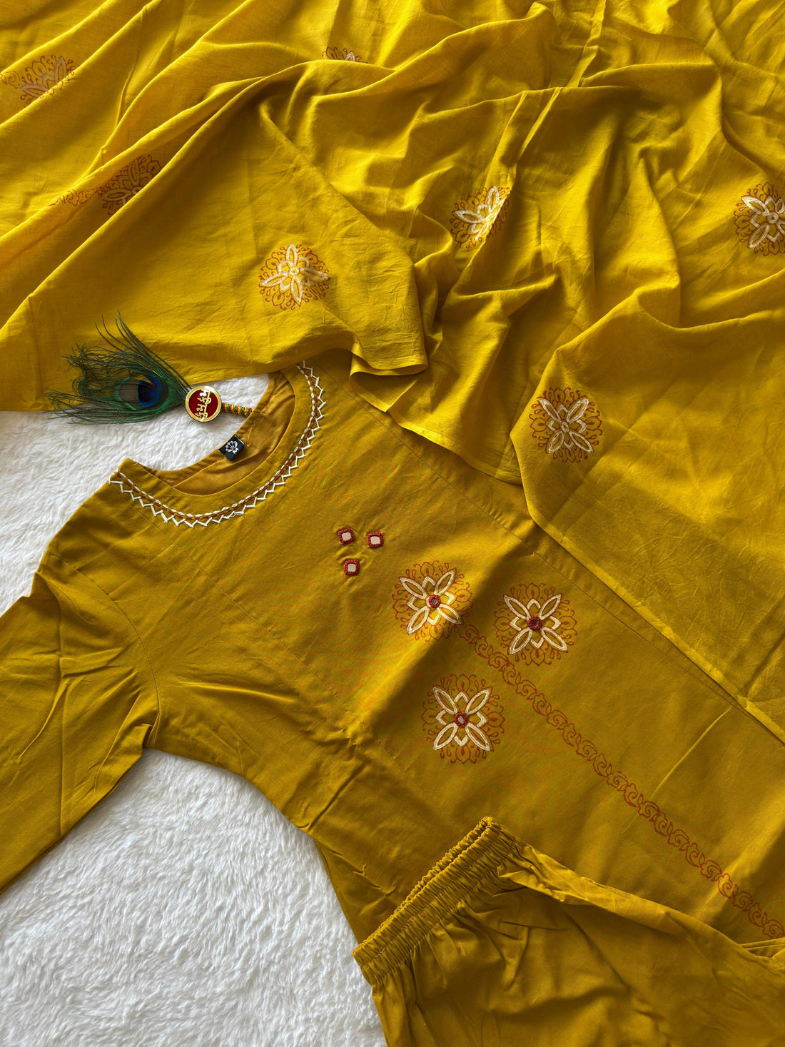 Designers A-Line Kurti Pent Dupatta Set