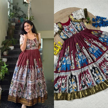 Premium Muslin Cotton Kalamkari Gowns