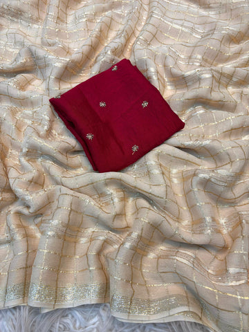 Pure Viscose Sarees with Designer Blouse with Beads Work