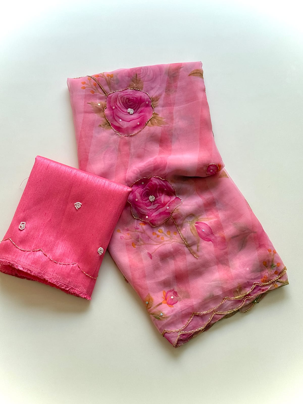 Soft georgette with cutdana work