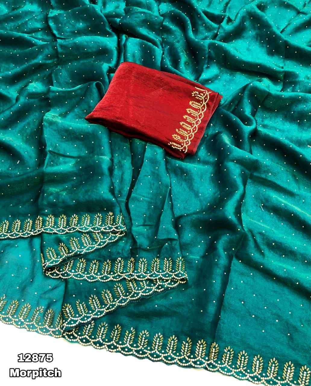 Trending Space Silk with Siroski & Cutdana Work