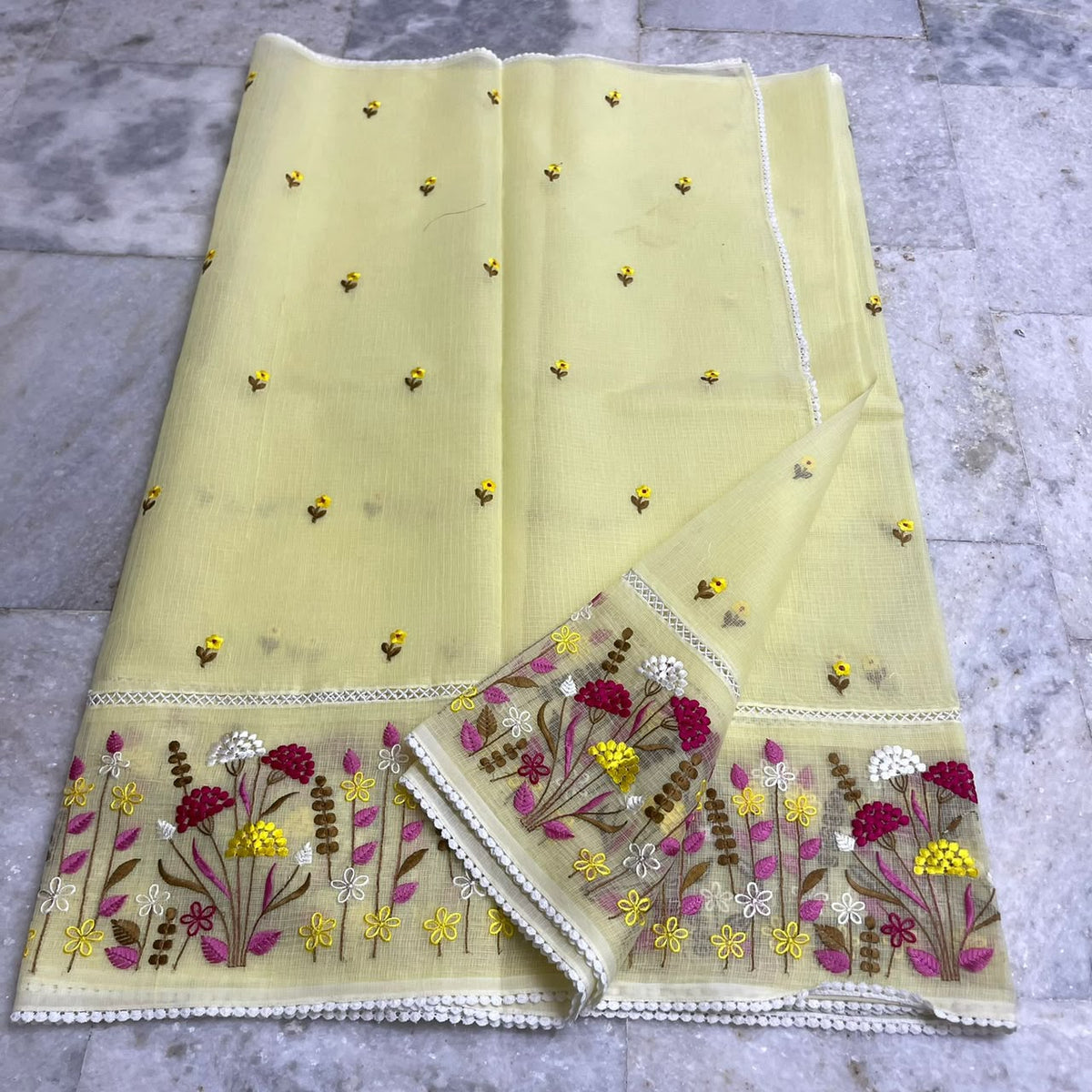 Kota soft cotton with crochet lace work