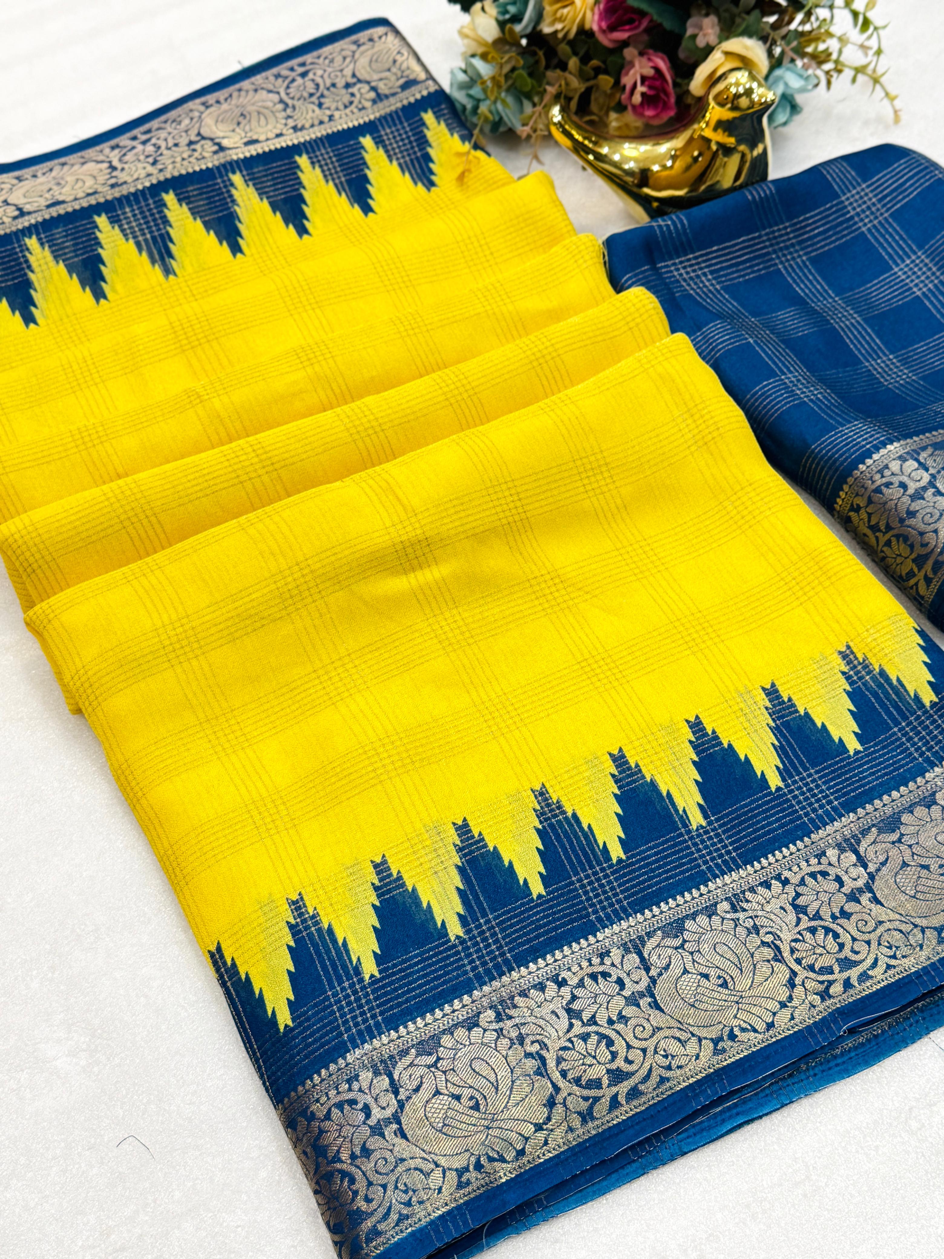 Soft silk saree with temple border