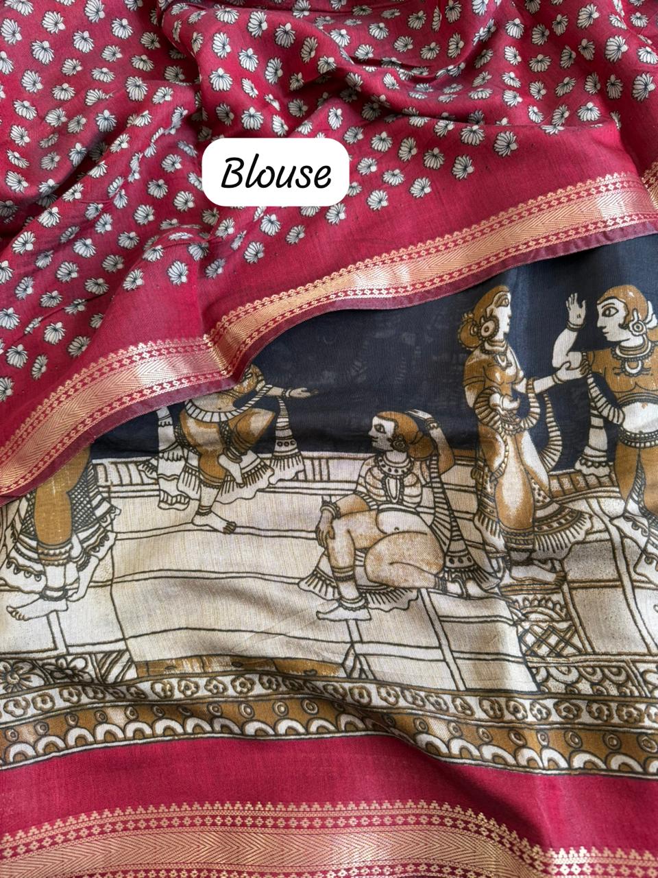 Premium Soft Mul Cotton Sarees with Kalamkari Design