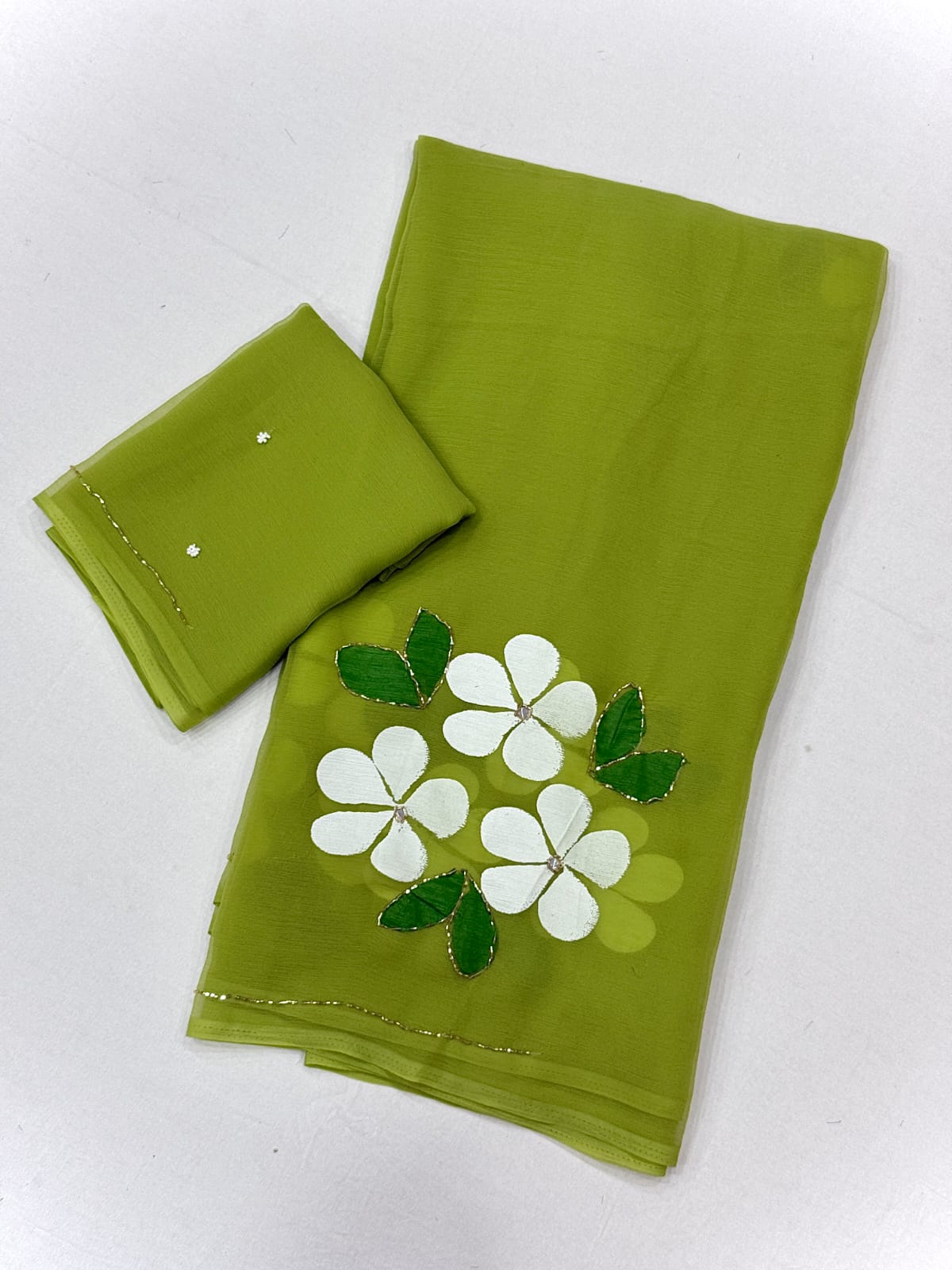 Pure chiffon Handwork Sarees