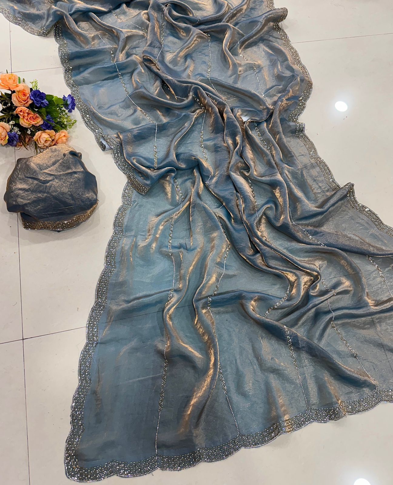 Trendy Space Sattin Silk Saree