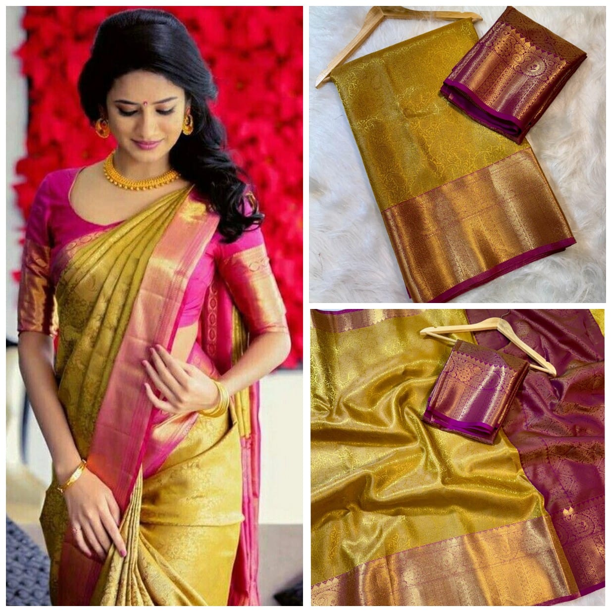 Gold Banarasi Tissue Silk Saree