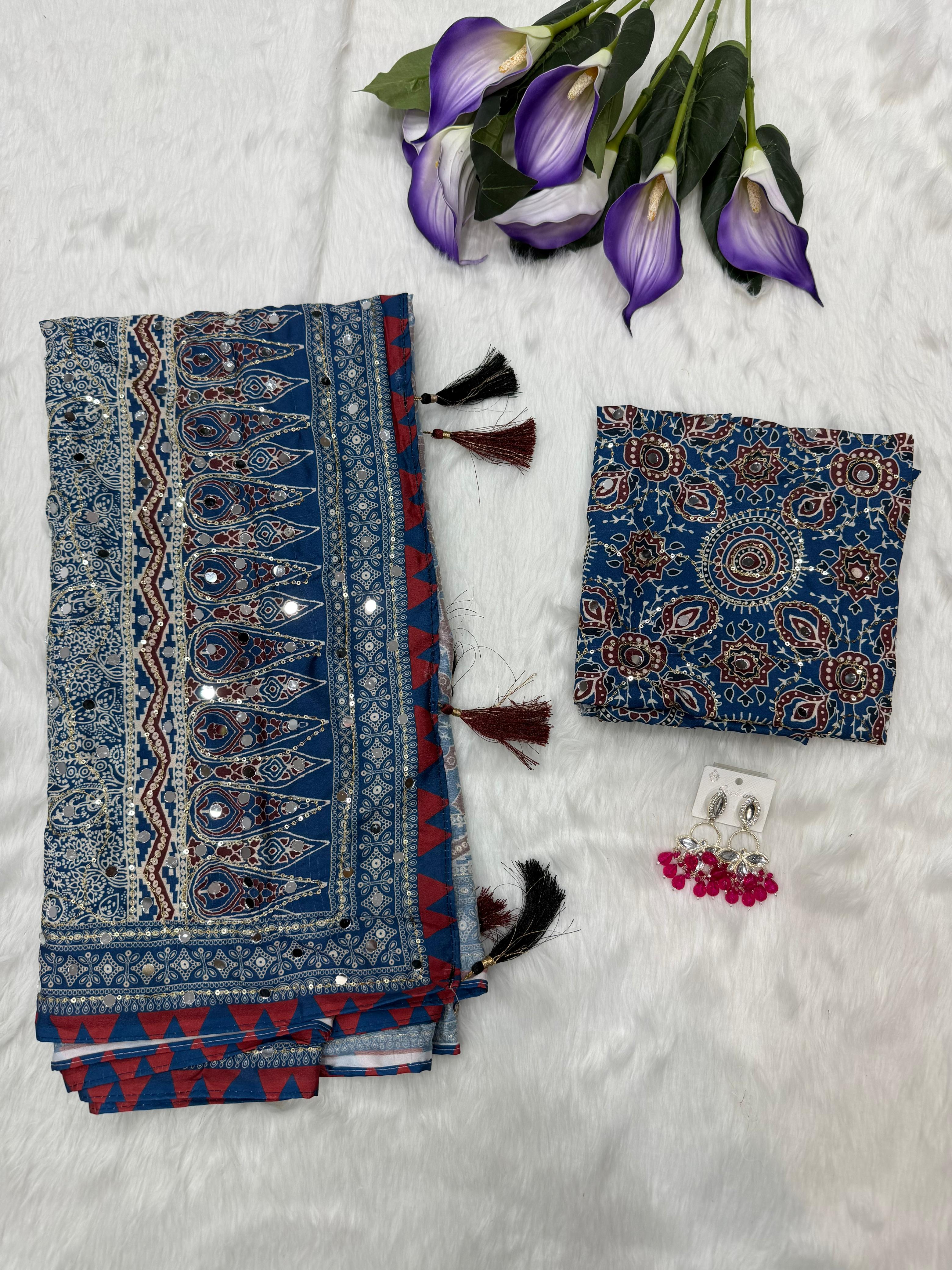 Designer Ajrakh Saree