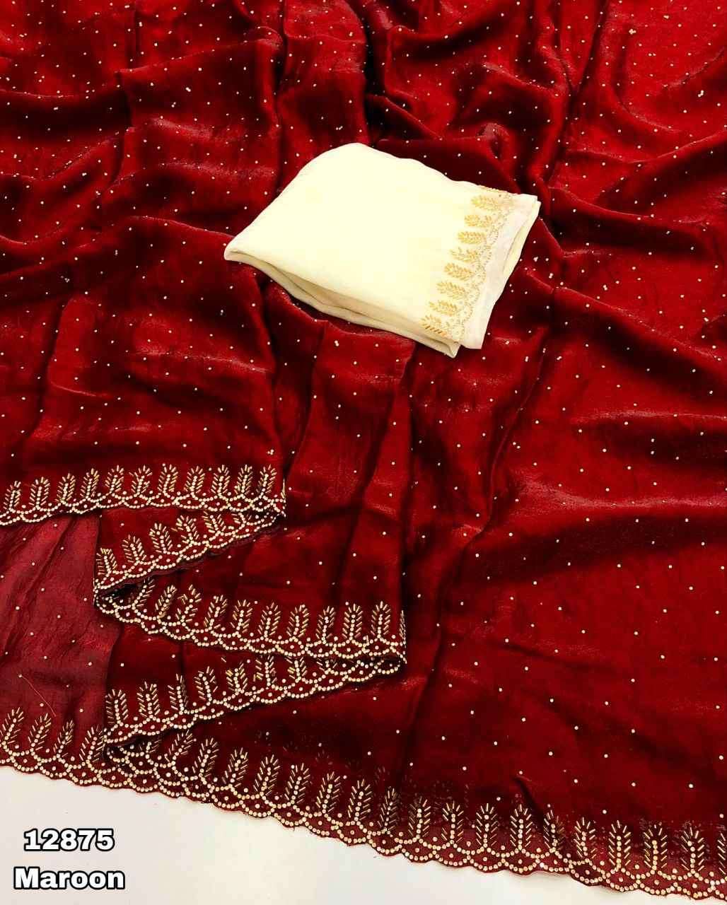 Trending Space Silk with Siroski & Cutdana Work